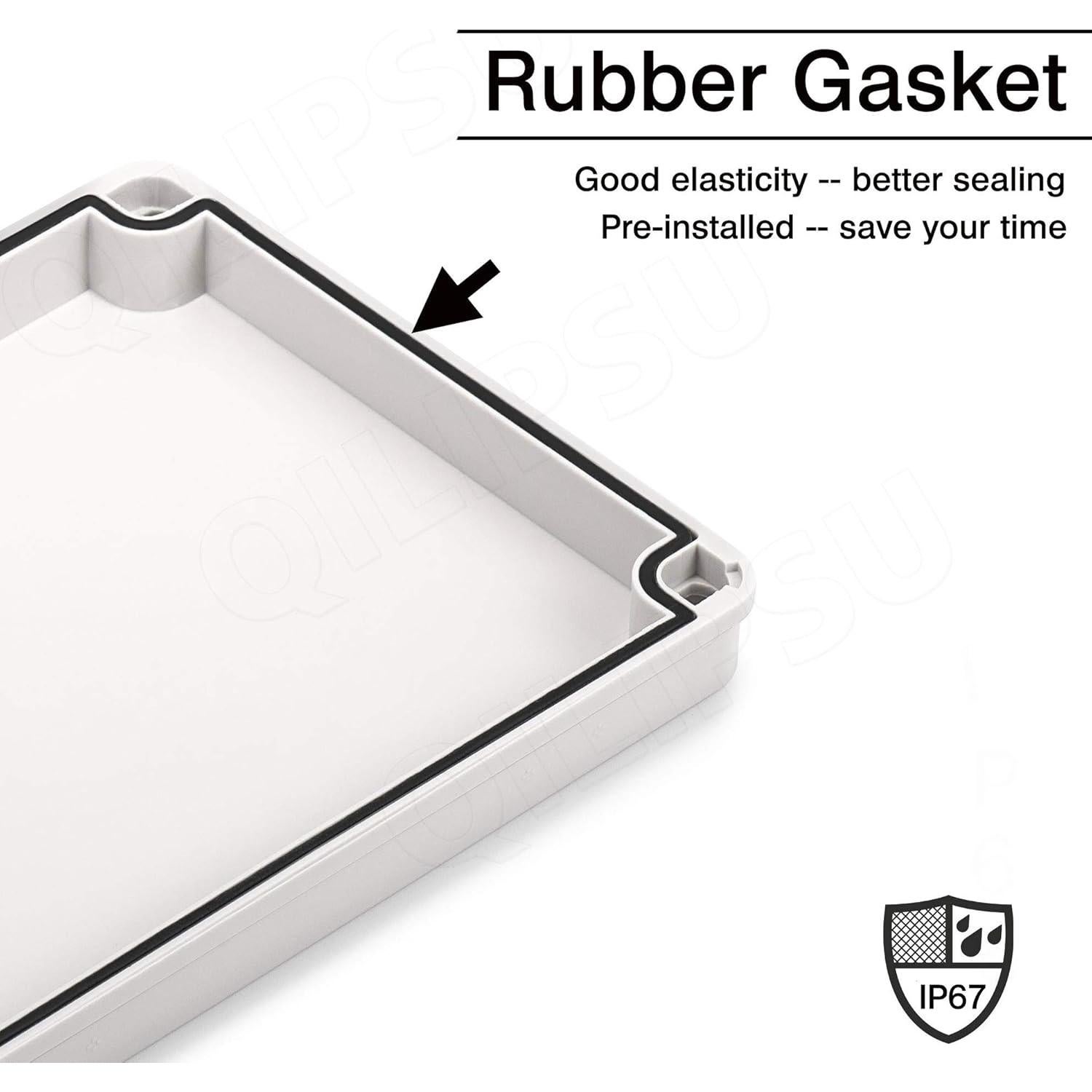 QILIPSU Junction Box with Mounting Plate 110x80x70mm, ABS Plastic DIY Electrical Project Case IP67 Waterproof Dustproof Enclosure Grey (4.3"x3.1"x2.8")