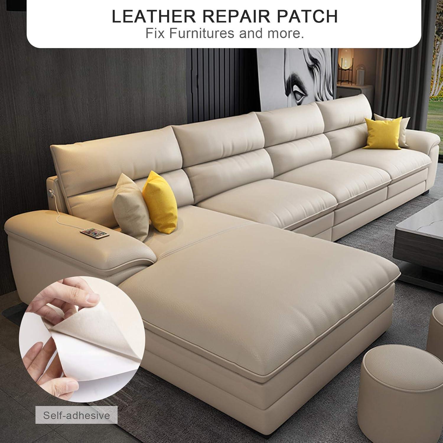 Leather Repair Tape, Self-Adhesive Leather Repair Patch for Couch Furniture Sofas Car Seats, Advanced PU Vinyl Leather Repair Kit (Beige, 3.9X79 inch)