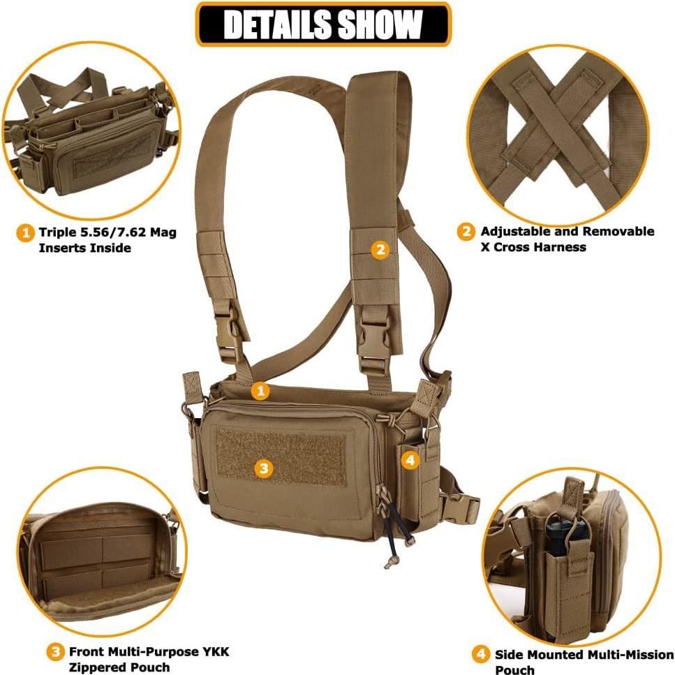 Chaleco Táctico KRYDEX con Inserto Triple y Pouch Multiusos