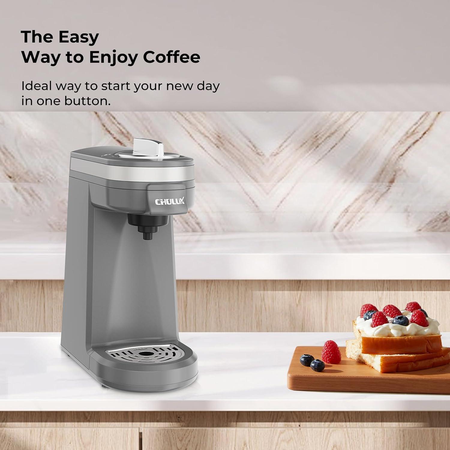 Cafetera Mini CHULUX para K Cápsulas 800W Gris Compacta