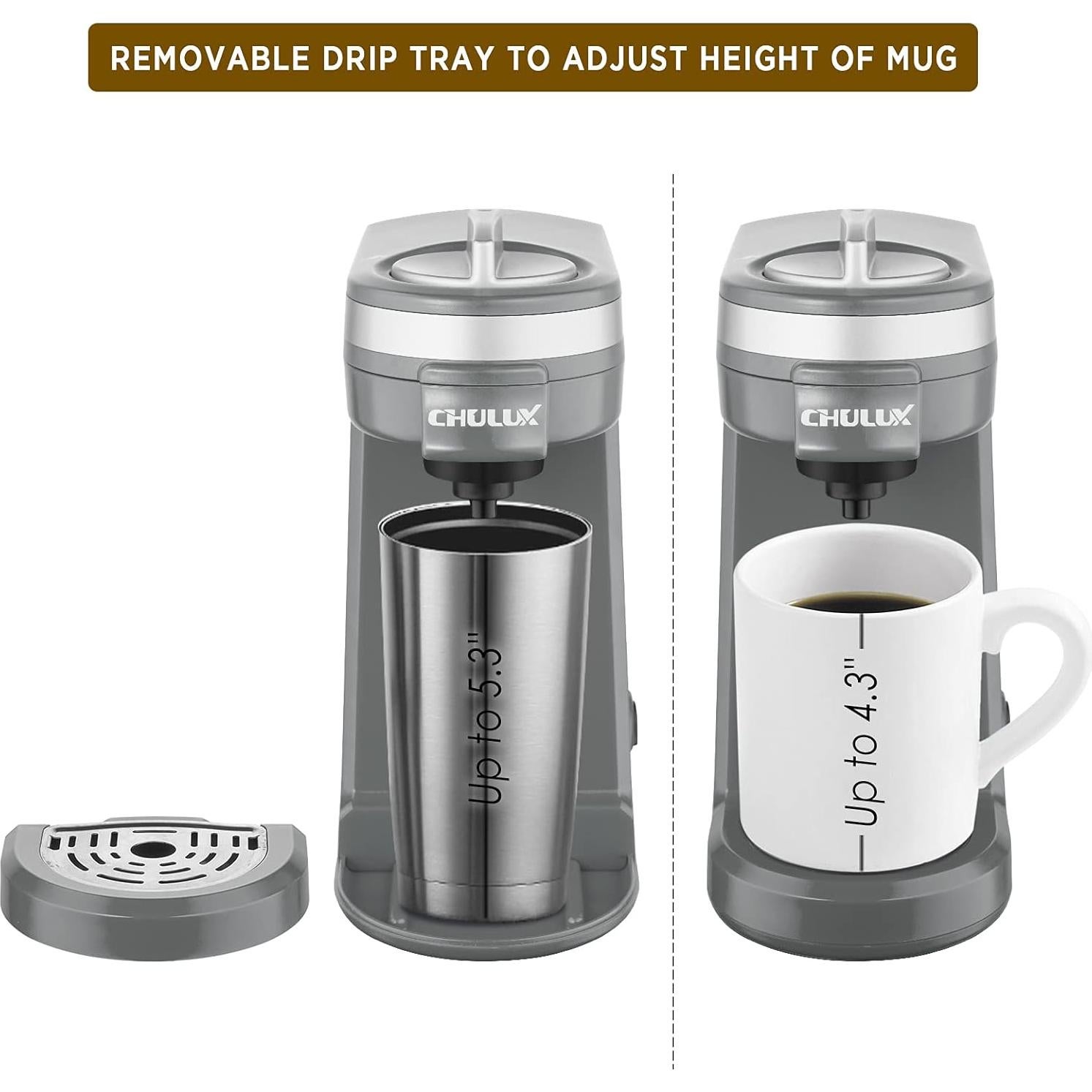 Cafetera Mini CHULUX para K Cápsulas 800W Gris Compacta