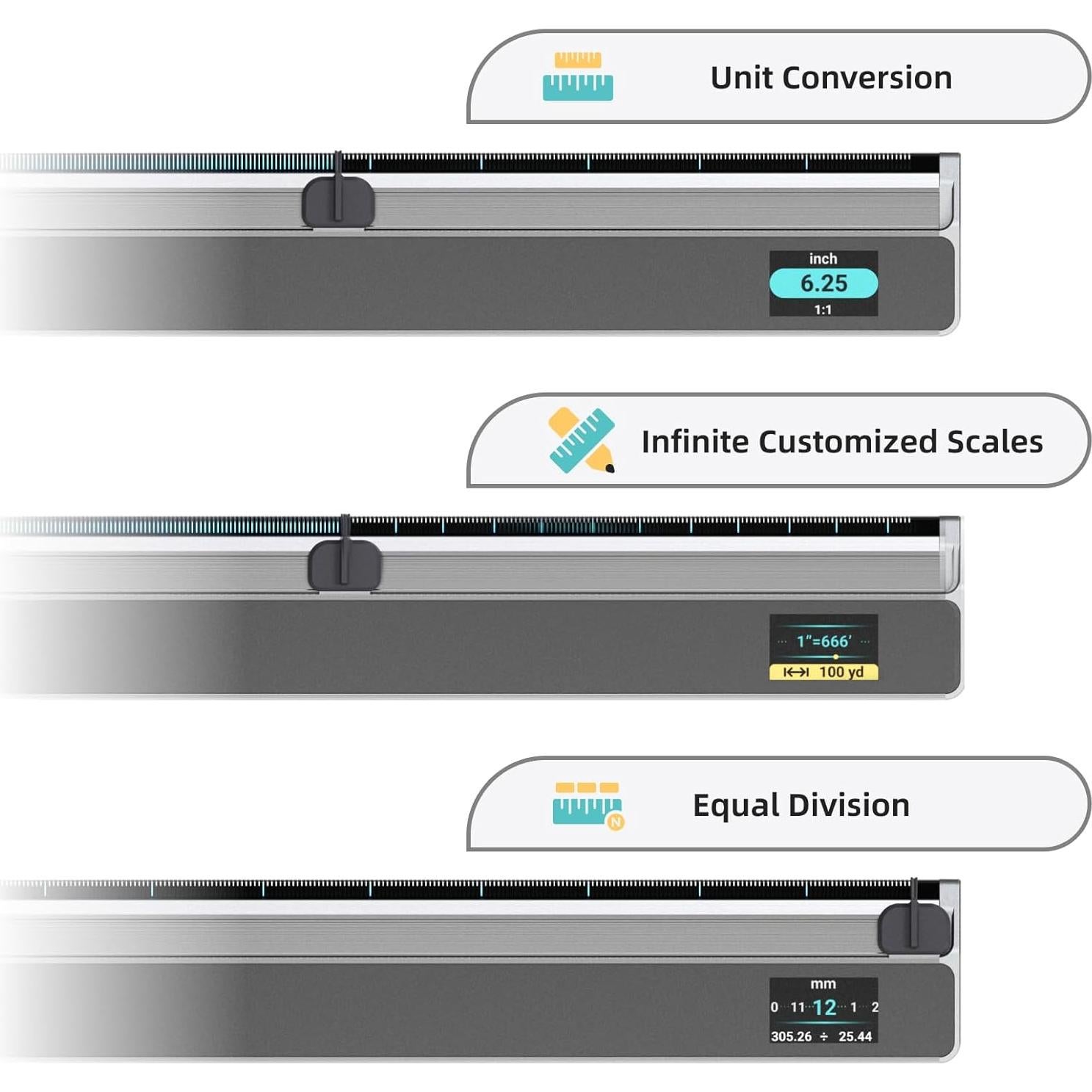 Regla Digital NeoRuler 30,48 cm con 93 Escalas y App Bluetooth