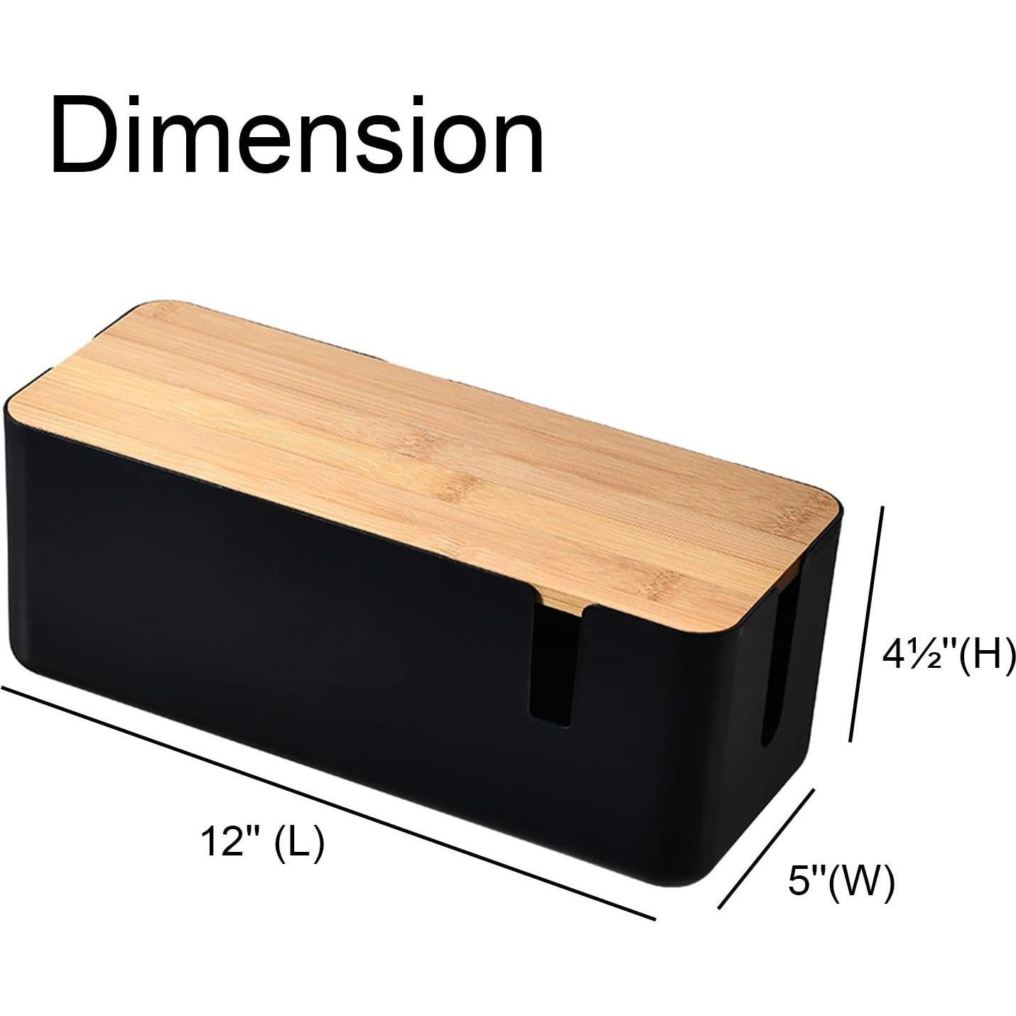 Caja de Gestión de Cables Changsuo con Tapa de Bambú Negra