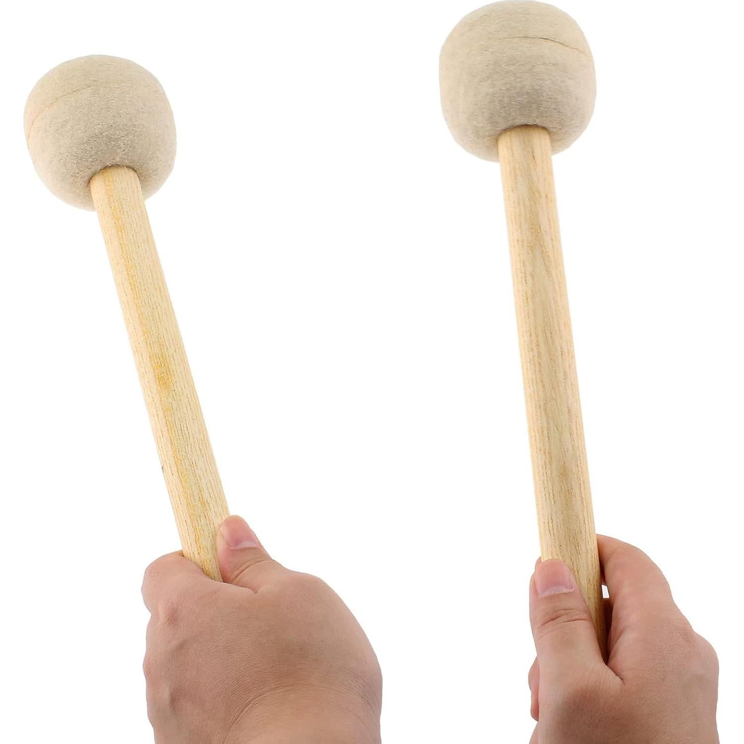 Mallet de Tambor Jiozermi 33.5 cm Fieltro de Lana Beige - 2 Pcs