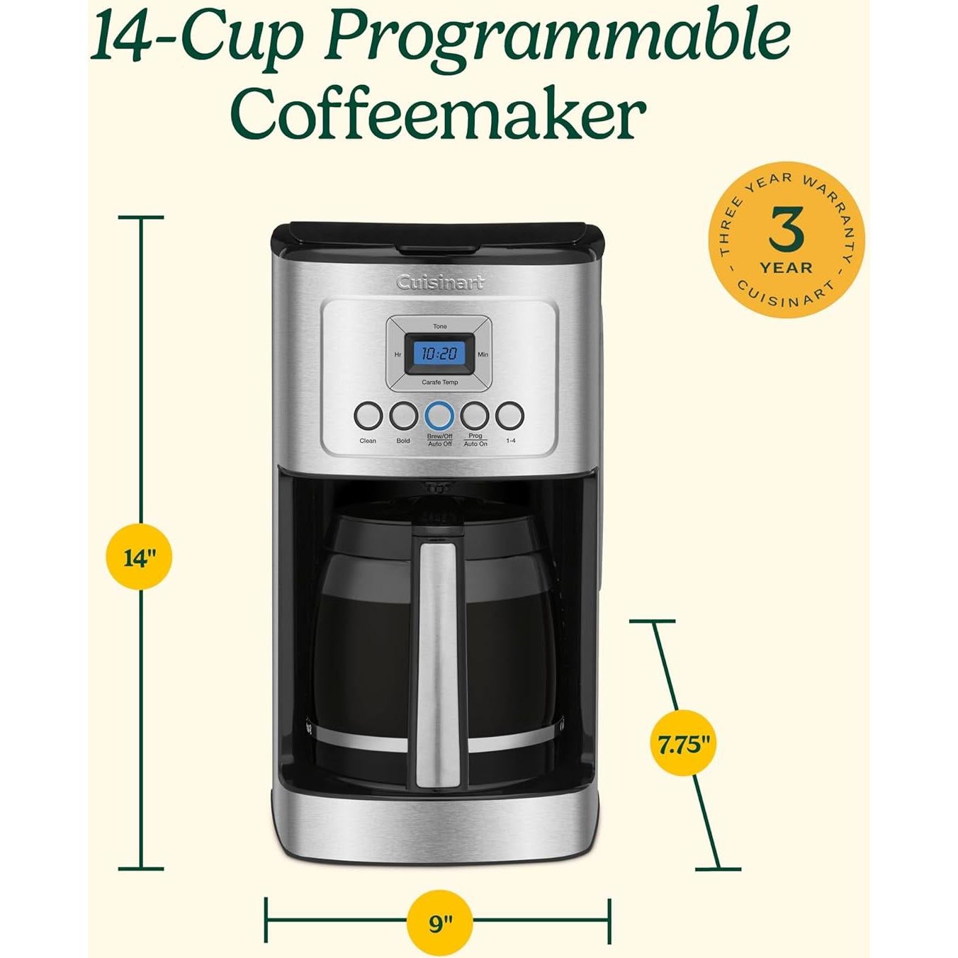 Cafetera Cuisinart DCC-3200P1 14 Tazas Automática Acero Inoxidable