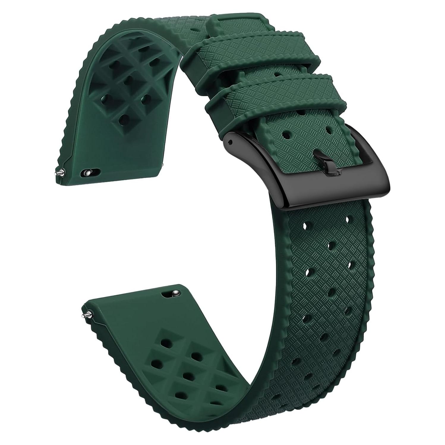 Silicone Watch Bands Quick Release Tropical Style 18mm, 20mm, 22mm for Men and Women Replacement Rubber Watch Bands Soft Breathable Waterproof Sport Watchbands Straps