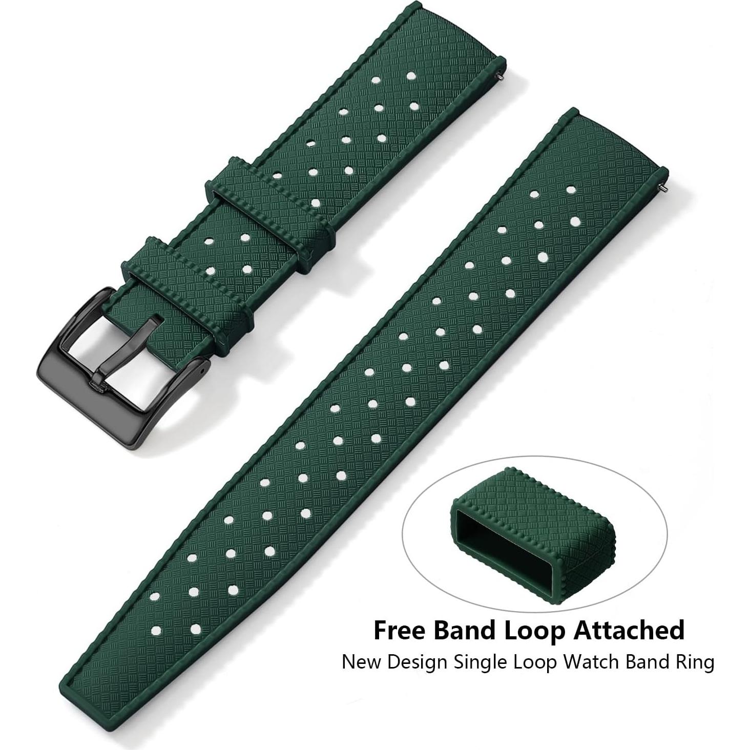 Silicone Watch Bands Quick Release Tropical Style 18mm, 20mm, 22mm for Men and Women Replacement Rubber Watch Bands Soft Breathable Waterproof Sport Watchbands Straps