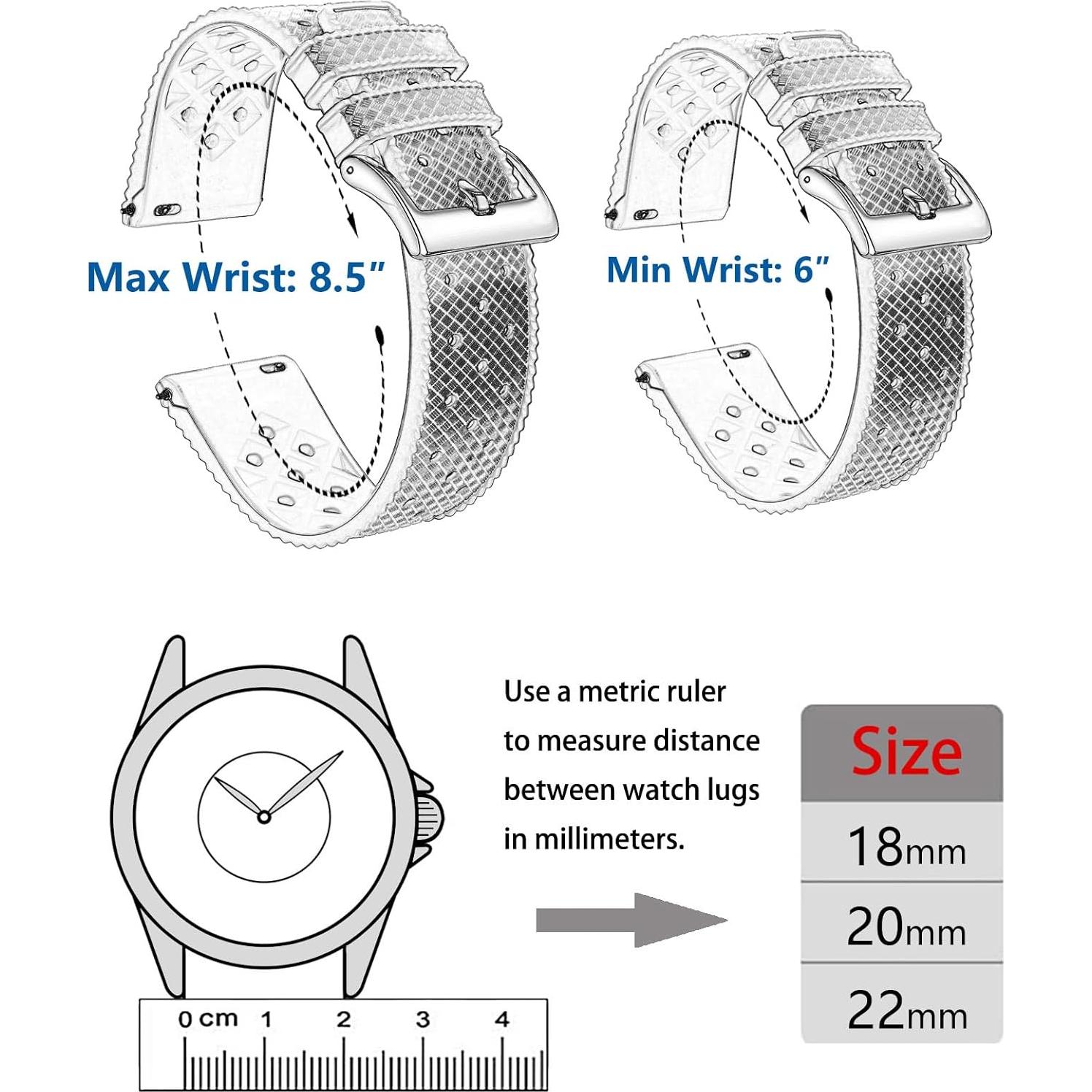 Silicone Watch Bands Quick Release Tropical Style 18mm, 20mm, 22mm for Men and Women Replacement Rubber Watch Bands Soft Breathable Waterproof Sport Watchbands Straps