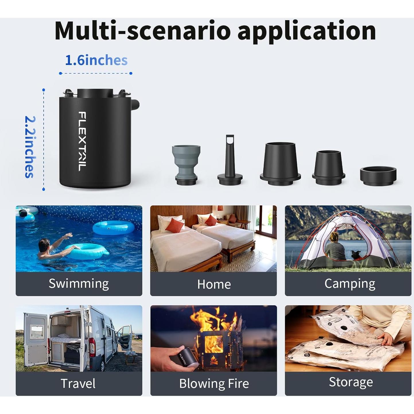 Bomba de Aire Portátil FLEXTAILGEAR 4kPa Mini para Inflables