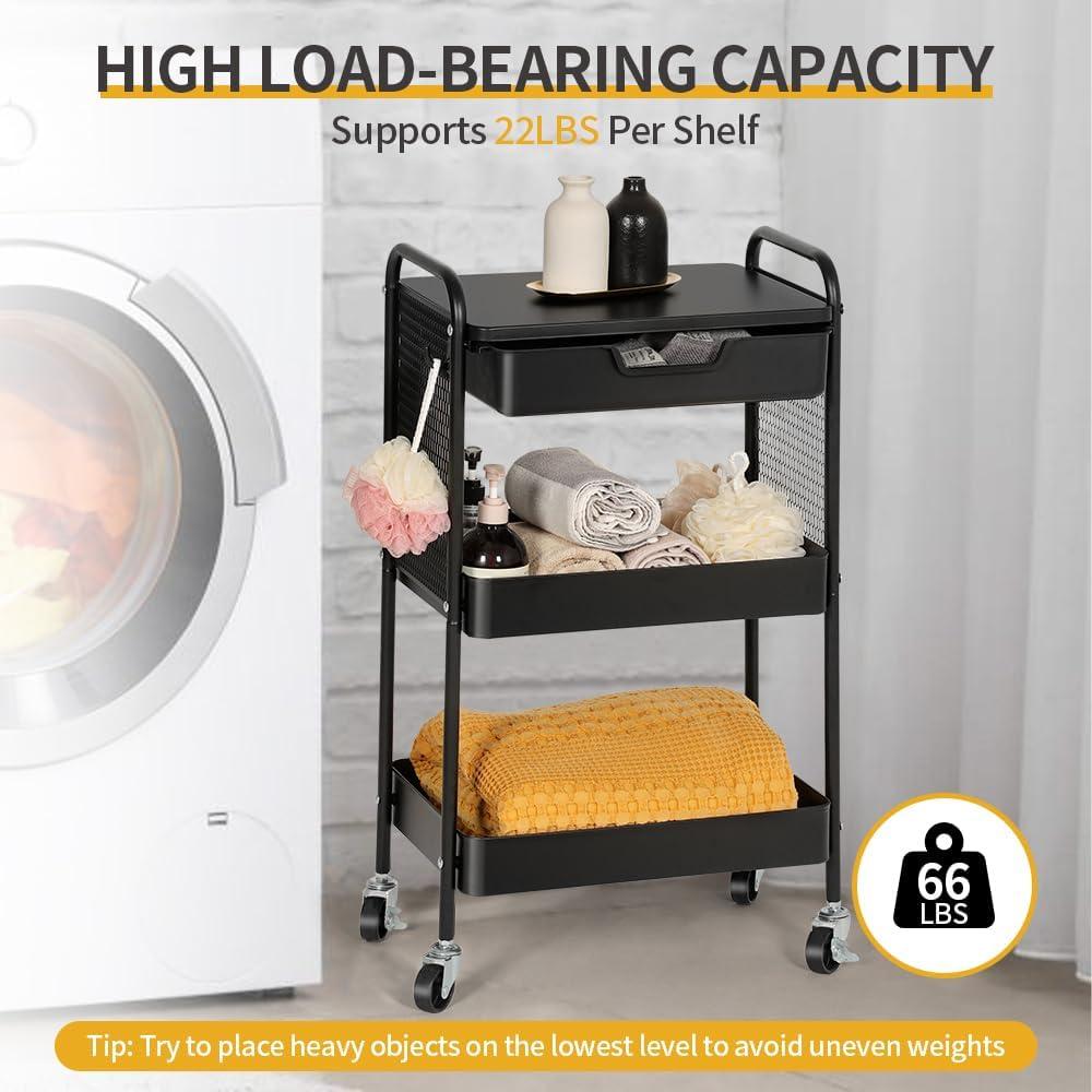 Carro Rodante de 3 Niveles CRUDATE con Cajón y Ruedas