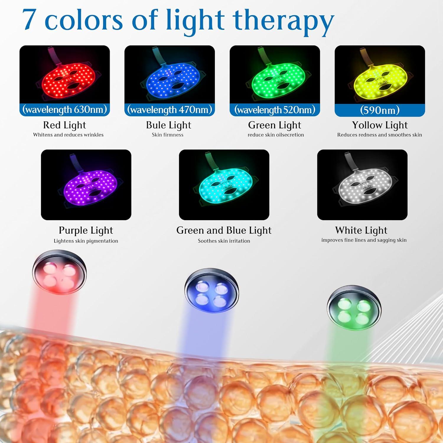Máscara de Terapia de Luz Roja BUBLOC Inalámbrica LED 7 Colores