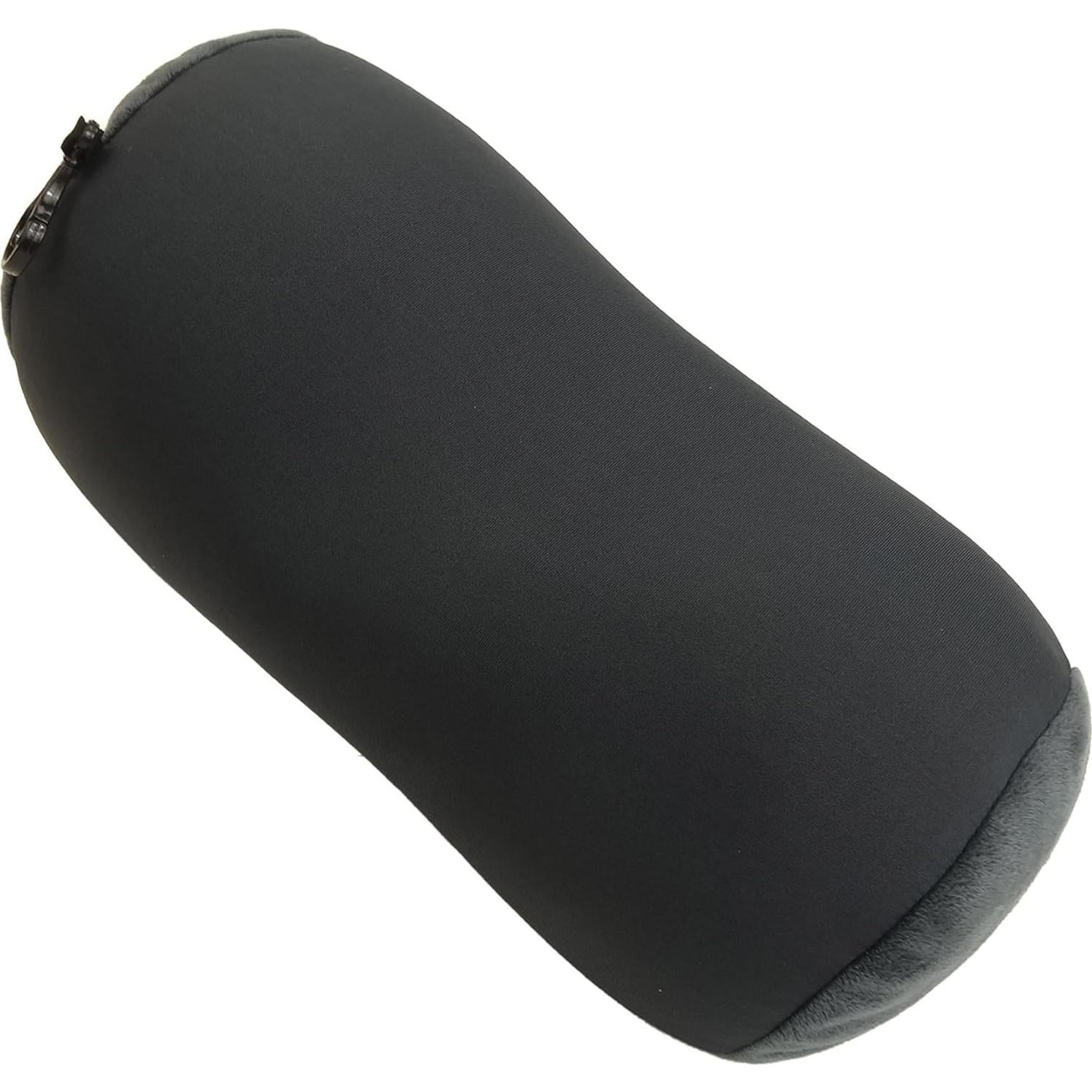 Microbead Bolster Tube Travel Pillow - Compact Neck Roll Pillow for Airplane, Car, or Home - Soft Lumbar Support Pillow – Charcoal