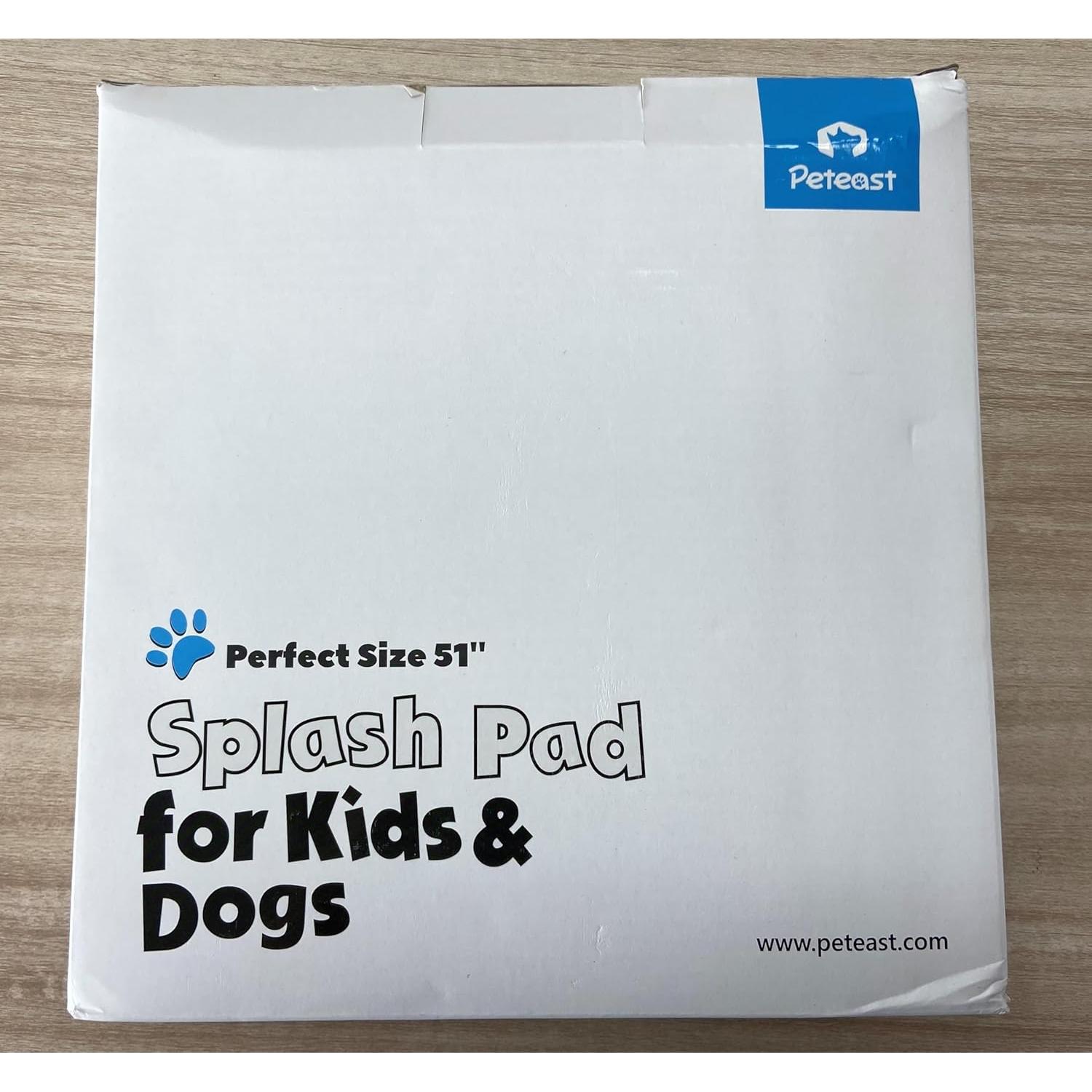 Peteast Dog Splash Pad 51" Anti-Slip Dog Pool for Large Dogs 0.58 mm Thick Dog Sprinkler Outdoor Dog Toys - Dog Accessories for Large Dogs