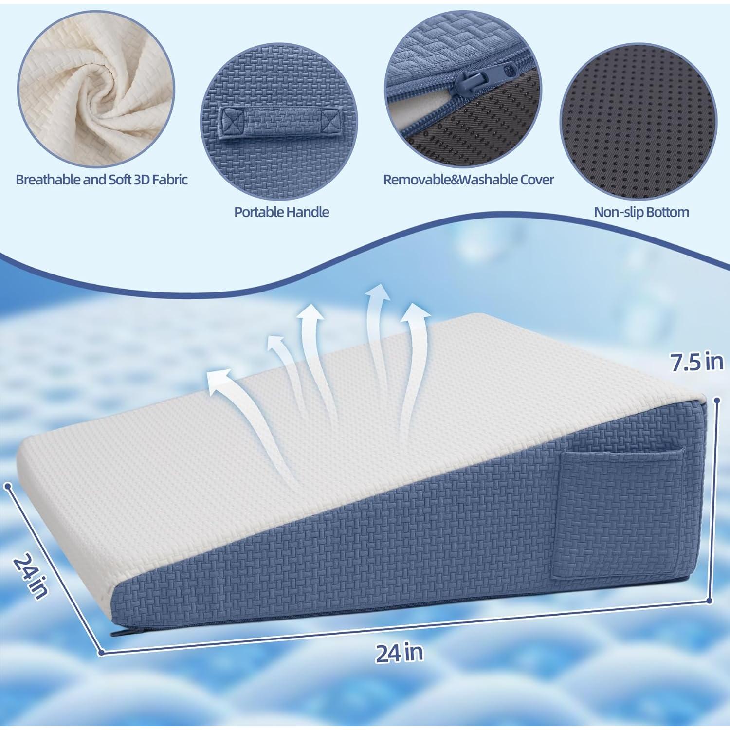 Cojín en Cuña ESUERDO 60x60x19 cm Espuma Viscoelástica Azul