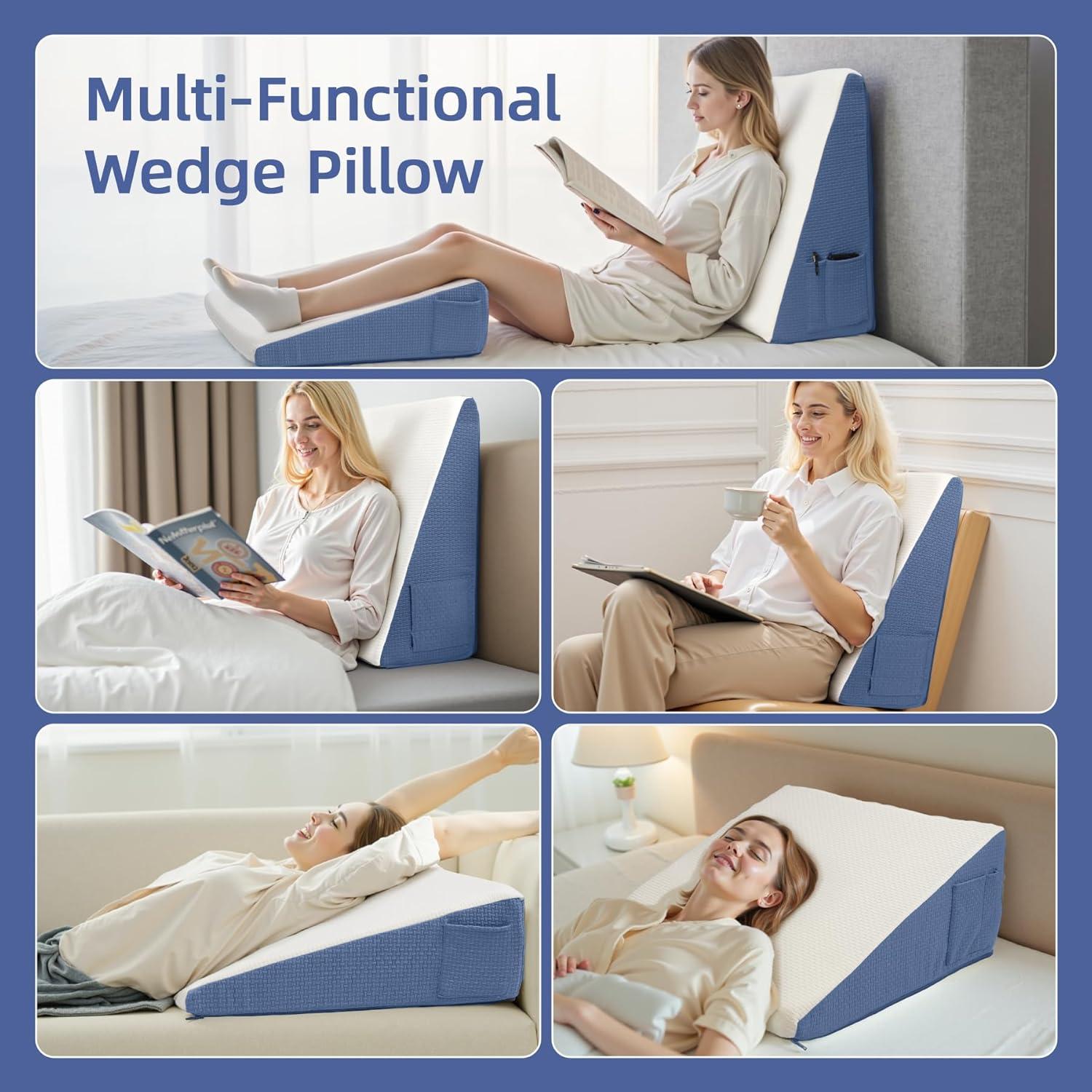 Cojín en Cuña ESUERDO 60x60x19 cm Espuma Viscoelástica Azul