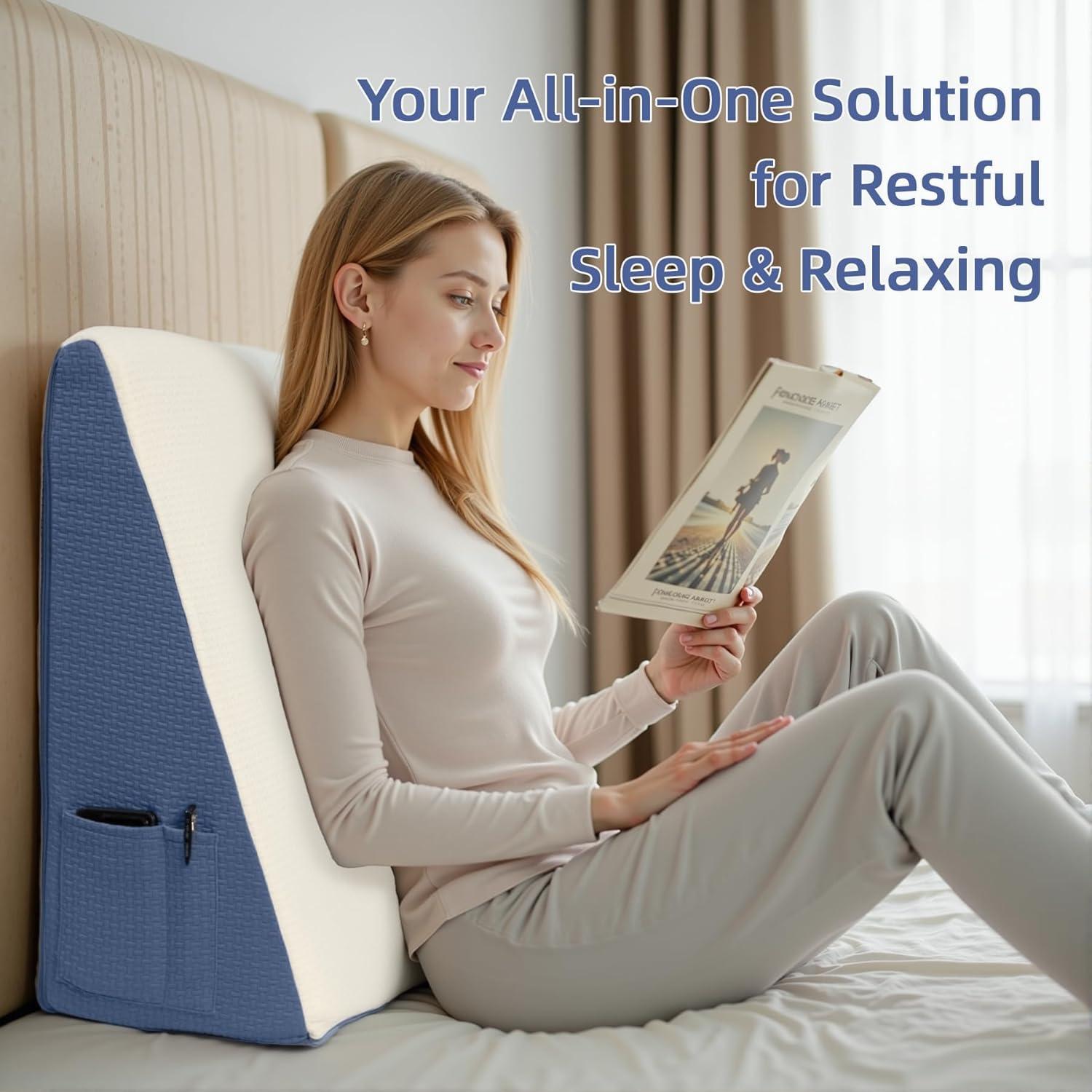 Cojín en Cuña ESUERDO 60x60x19 cm Espuma Viscoelástica Azul