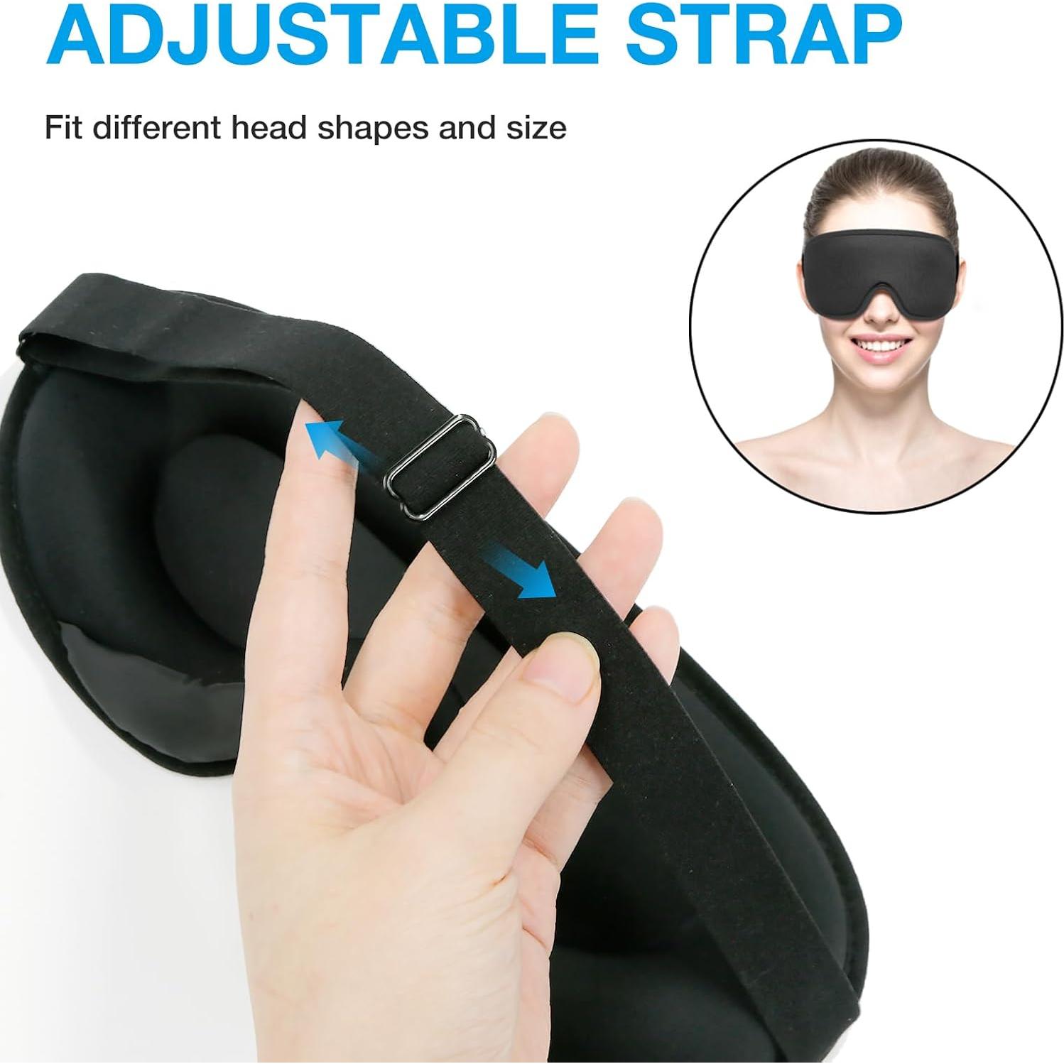 LYSIAN Sleep Eye Mask Men Women-3D Concave Comfortable Cooling Mask Blindfold for Adult Night Sleep Eyes Cover with Foam Ear Plugs for Sleeping, Yoga, Nap, Travel, Black