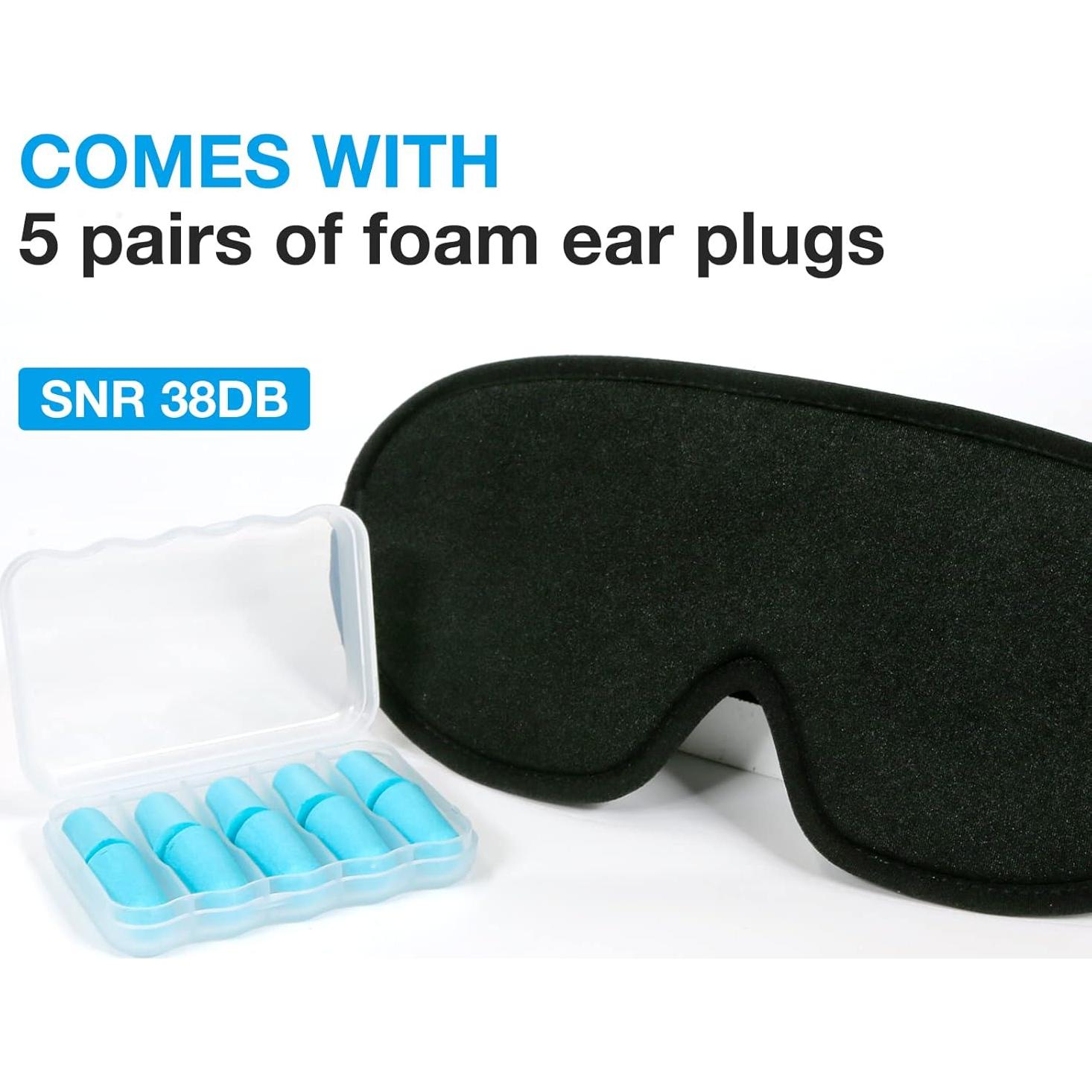 LYSIAN Sleep Eye Mask Men Women-3D Concave Comfortable Cooling Mask Blindfold for Adult Night Sleep Eyes Cover with Foam Ear Plugs for Sleeping, Yoga, Nap, Travel, Black