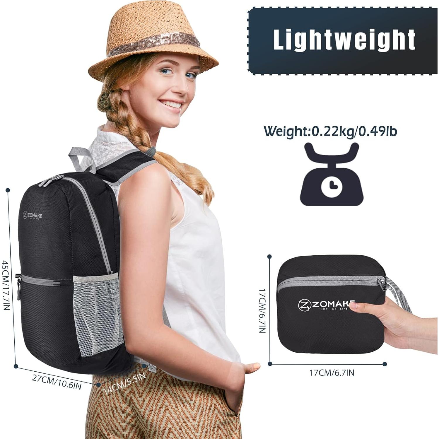 Mochila de Senderismo Plegable ZOMAKE 20L Resistente al Agua