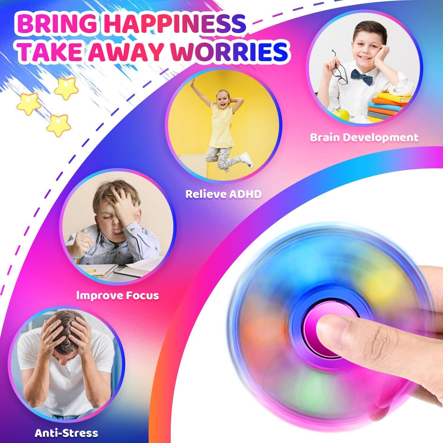 FIGROL 3 Pack Pop Fidget Spinners for Party Favors｜Hand Fidget Bulk Toys for Classroom Return Prizes｜Sensory Fidget Toys for Teens Boys Girls｜Brithday Gifts Prizes