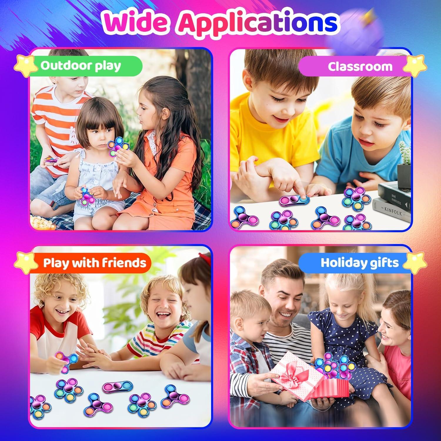 FIGROL 3 Pack Pop Fidget Spinners for Party Favors｜Hand Fidget Bulk Toys for Classroom Return Prizes｜Sensory Fidget Toys for Teens Boys Girls｜Brithday Gifts Prizes