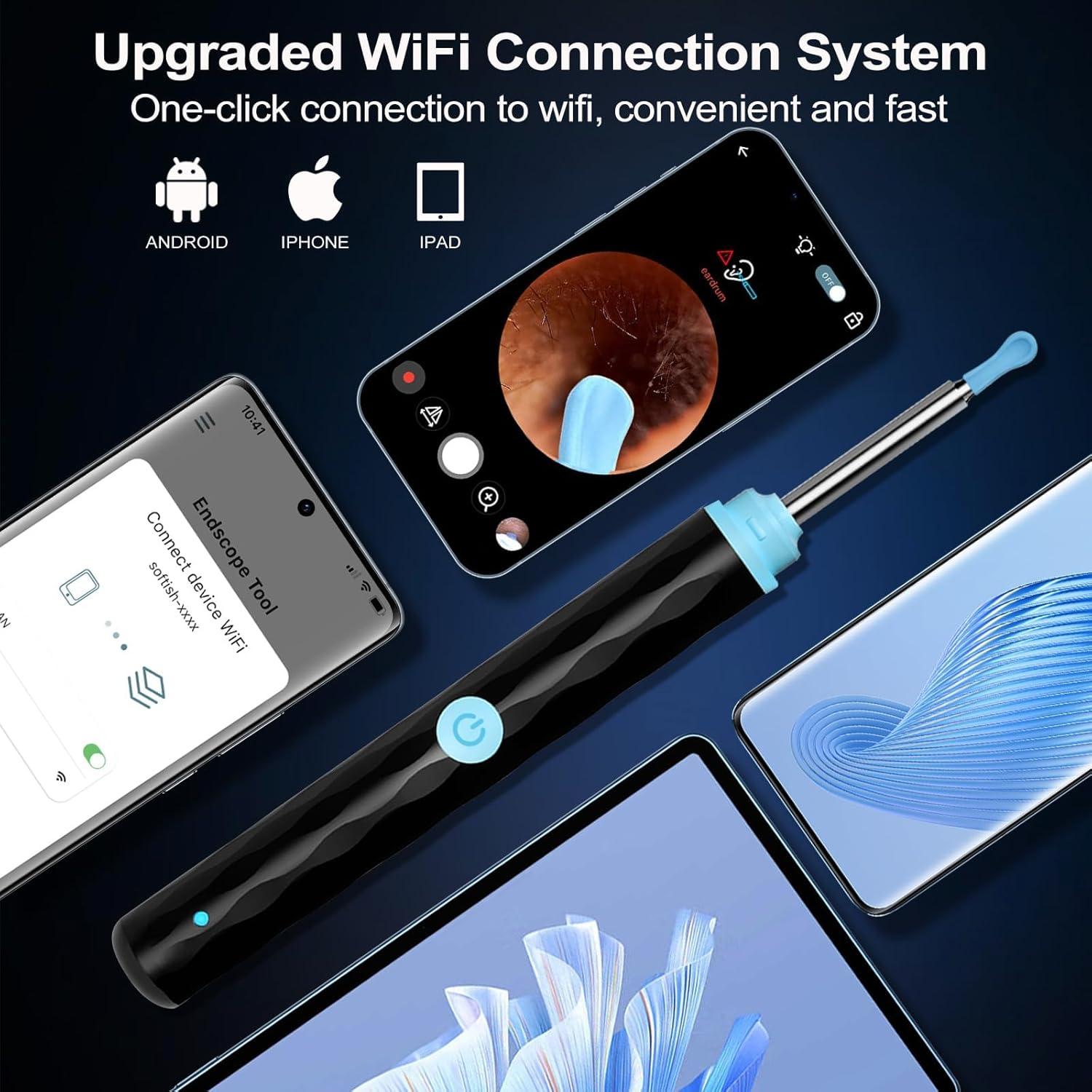 Kit de Limpieza de Oídos Vasdaren con Cámara 1296P y 9 Puntas