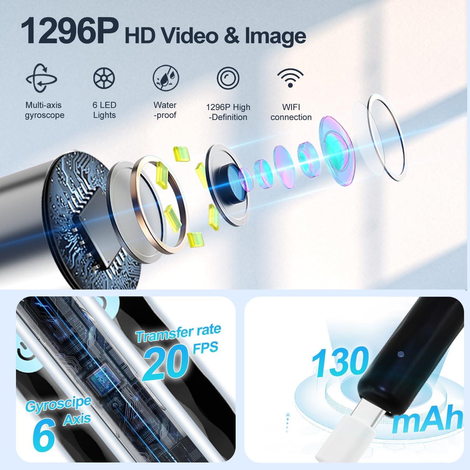 Kit de Limpieza de Oídos Vasdaren con Cámara 1296P y 9 Puntas