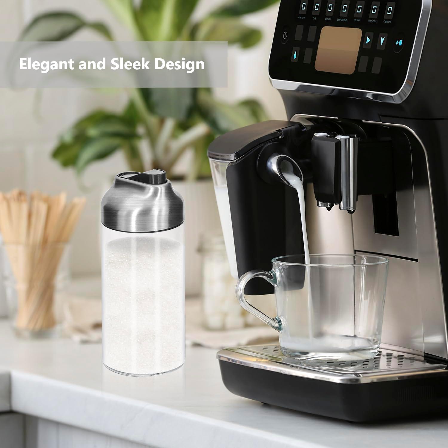 Dispensador de Azúcar de Vidrio 12 OZ Aelga con Tapa Automática