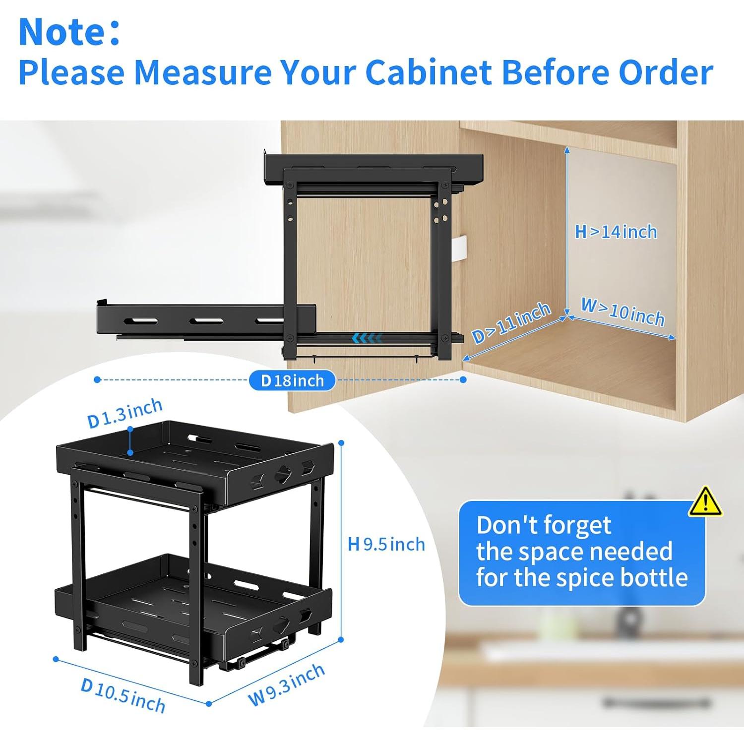 Estante de Especias Extraíble BOIVSHI 2 Niveles Metal Negro