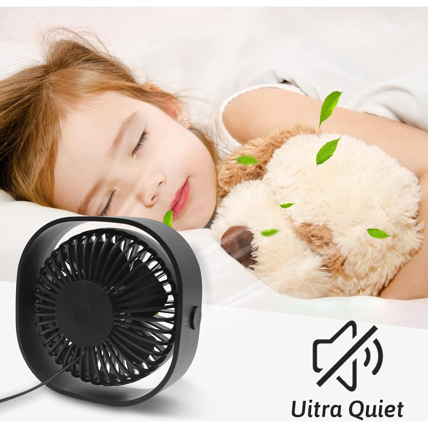 Ventilador de Escritorio USB BSVI Pequeño 3 Velocidades Silencioso