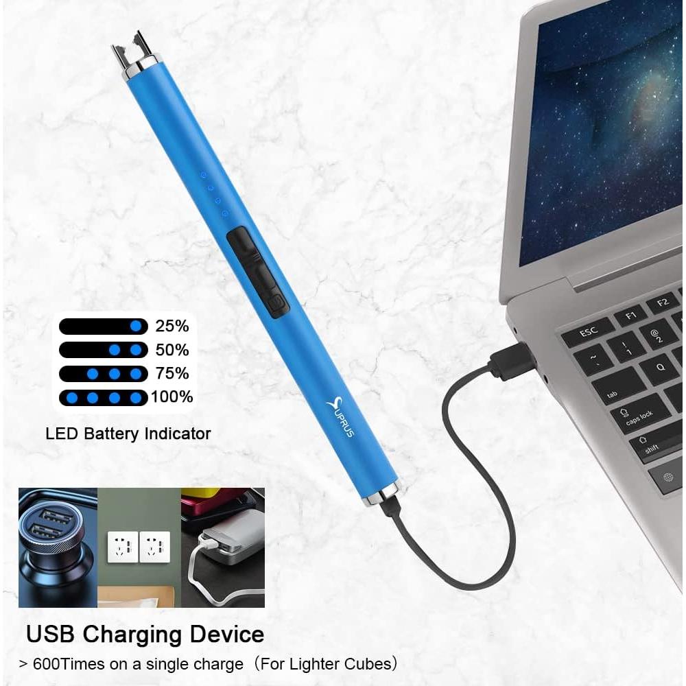 Encendedor USB Recargable SUPRUS Azul a Prueba de Viento
