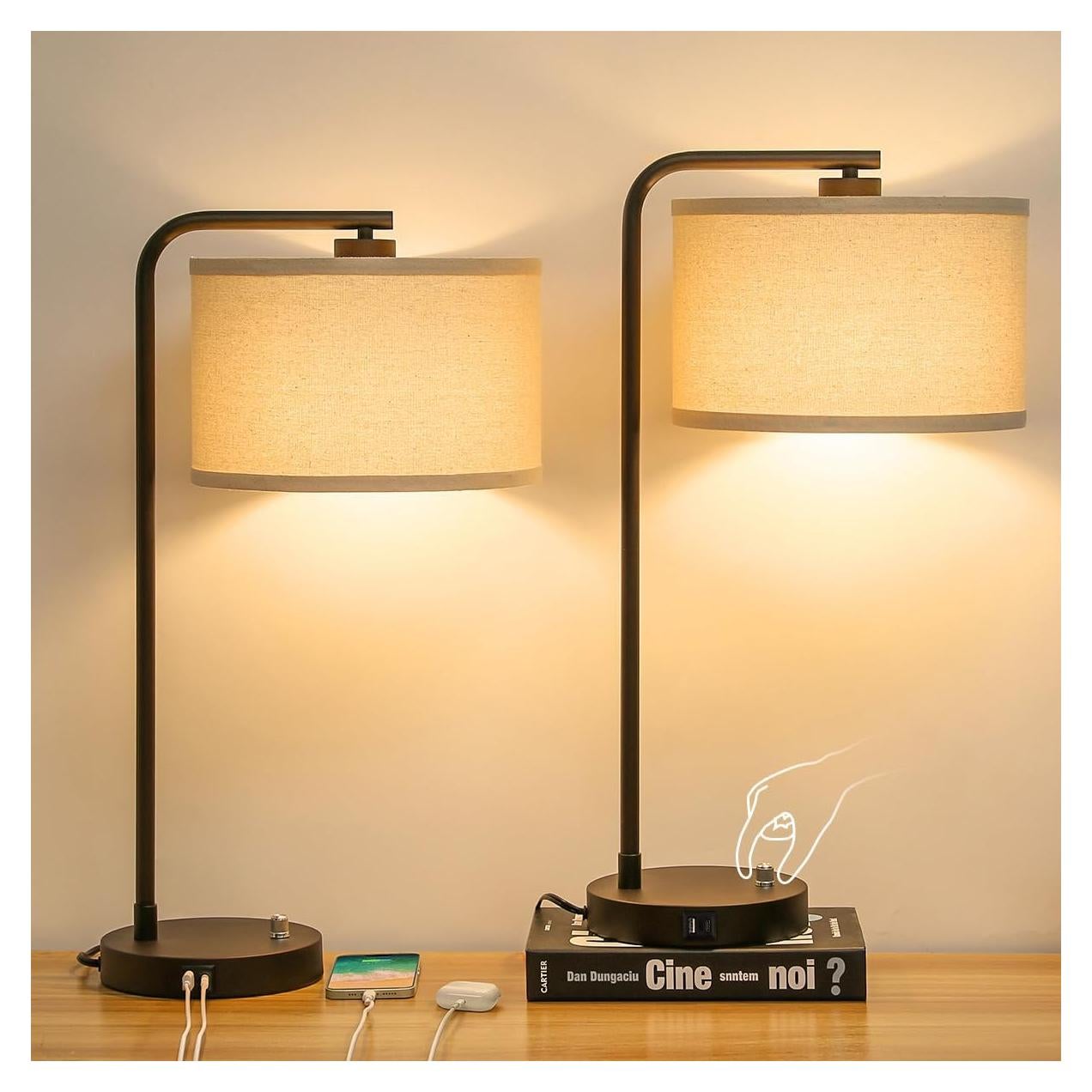 Juego de Lámparas de Mesa Seaside Village 2 Piezas con USB