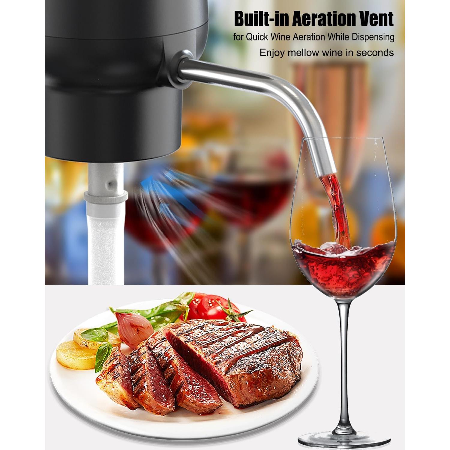 Aerador de Vino Eléctrico DERGUAM con Tapones y Cortador