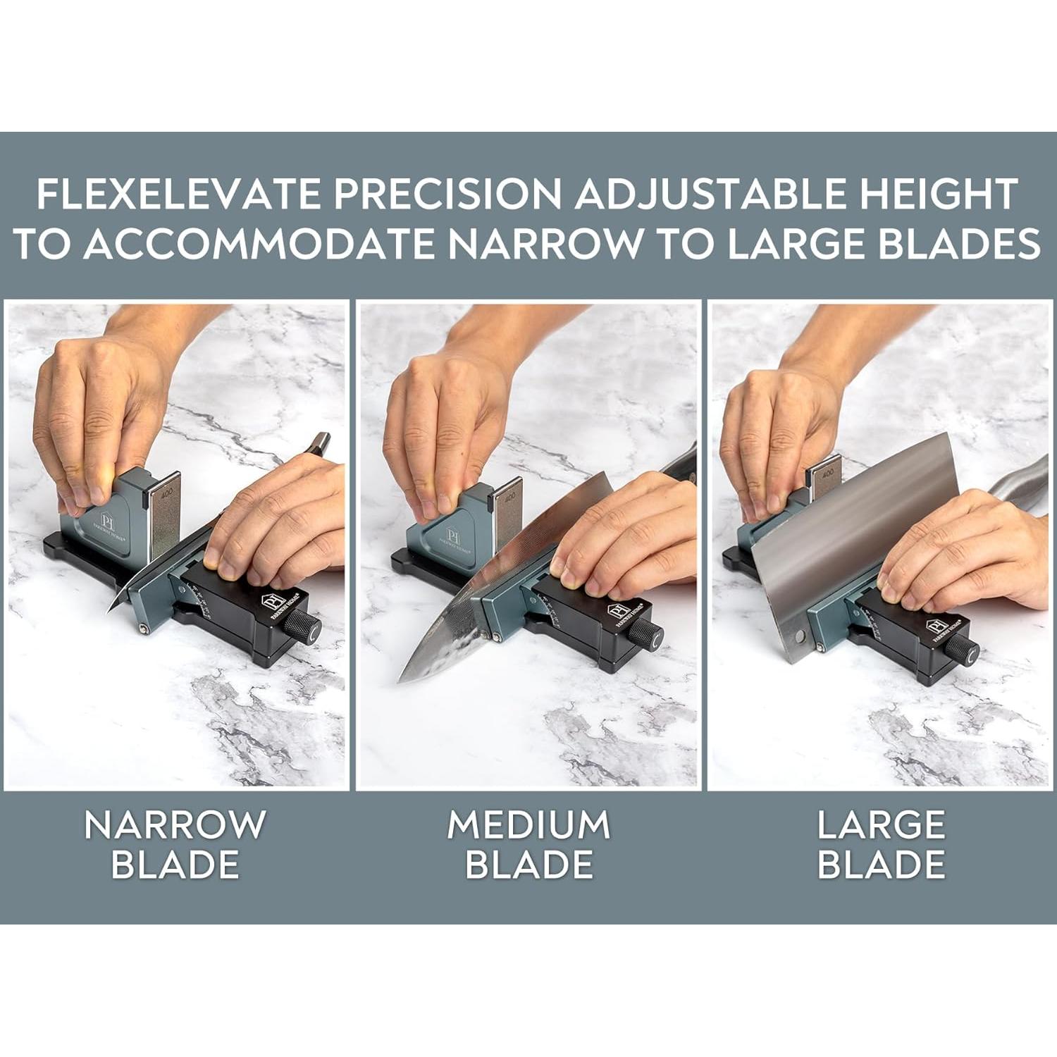 Rolling Knife Sharpener with Adjustable 10° to 40° Options and Adjustable Grinding Height, Knife Sharpener Kit, Roller Knife Sharpening System