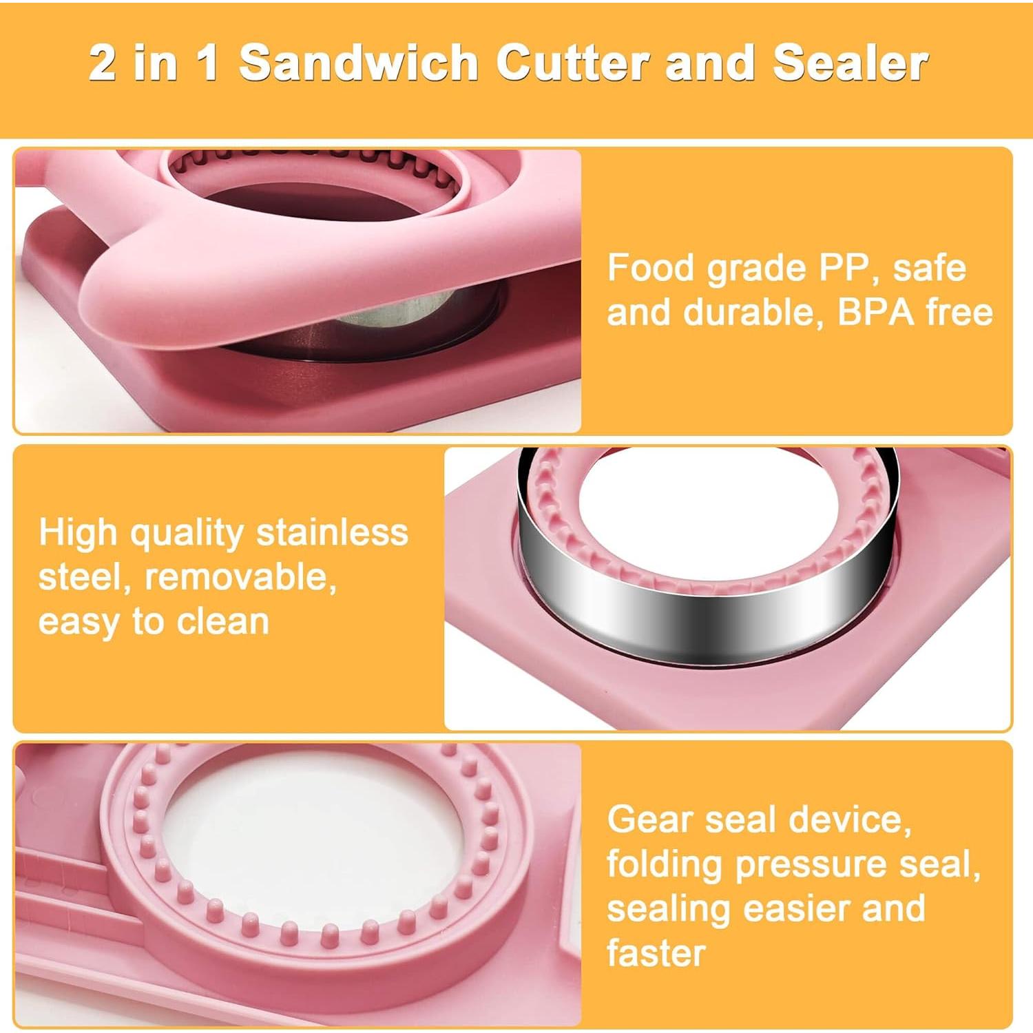 Cortador y Sellador de Sándwich BaokiTook 2PCS Rosa y Rojo