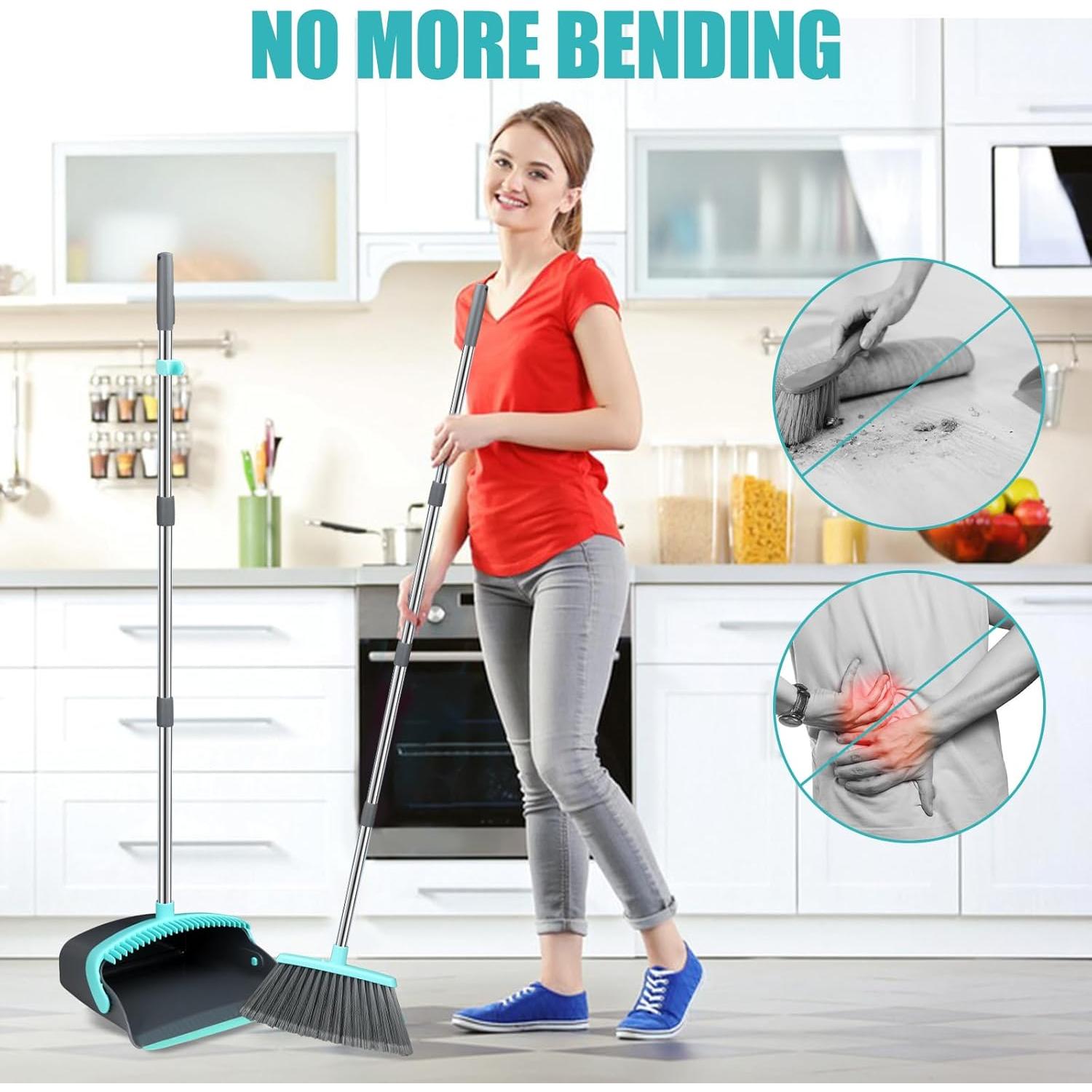 Juego de Escoba y Recogedor MICHAO Extensible Verde-Gris