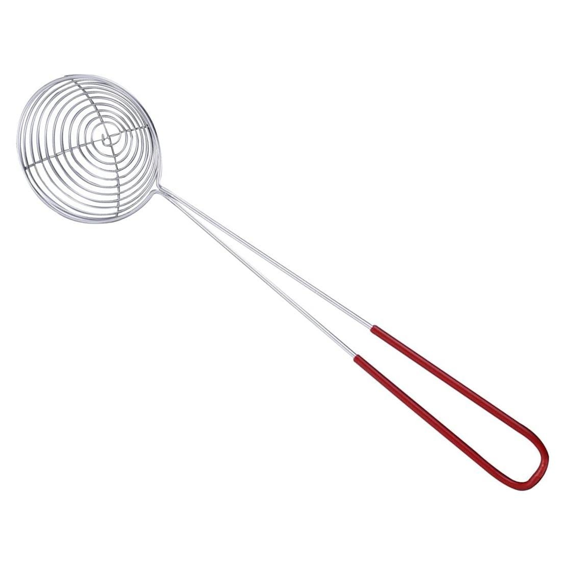 Cuchara Coladora de Malla Ragyzity 27cm Acero Inoxidable Rojo