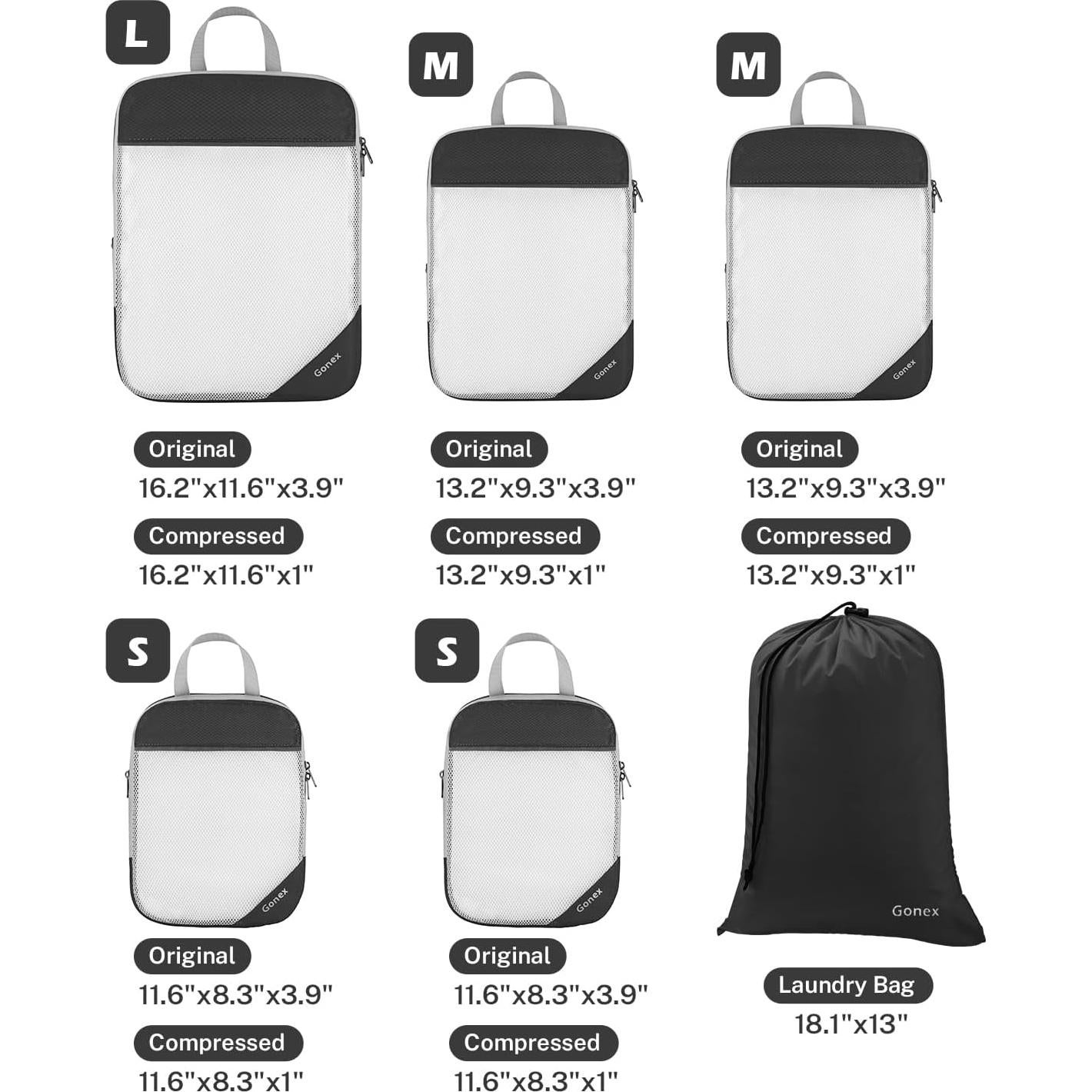 Cubos de Compresión Gonex 6 Piezas para Empacar Ropa