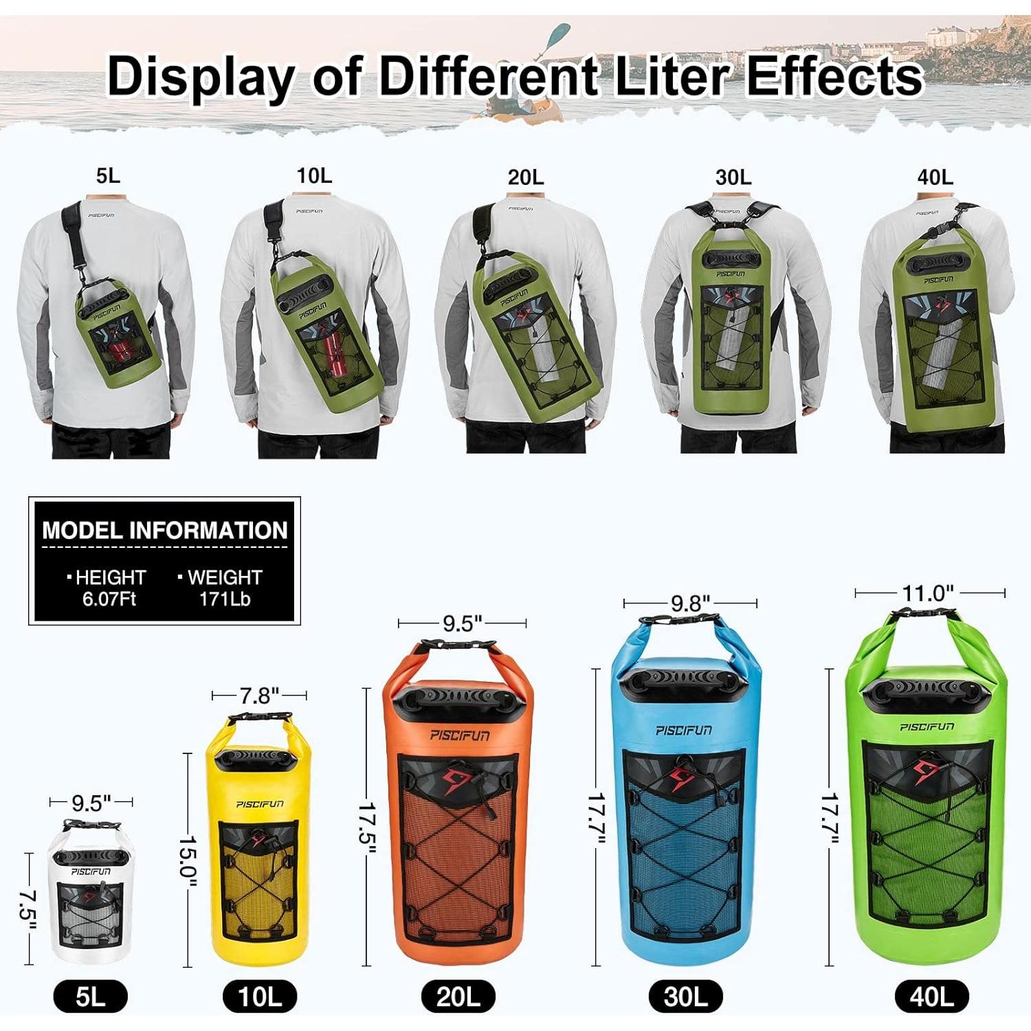 Mochila Flotante Impermeable Piscifun 10L Amarillo con Funda