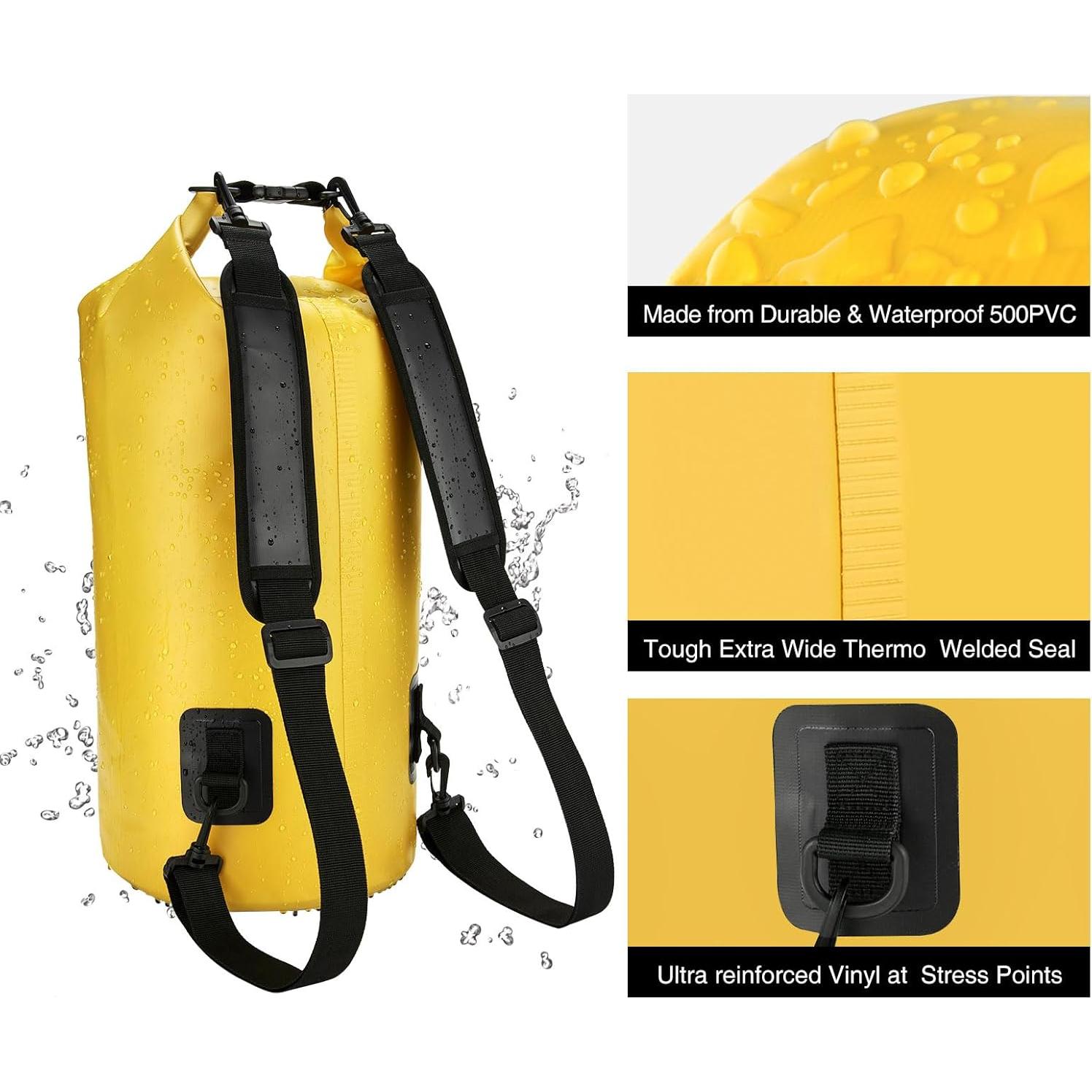 Mochila Flotante Impermeable Piscifun 10L Amarillo con Funda