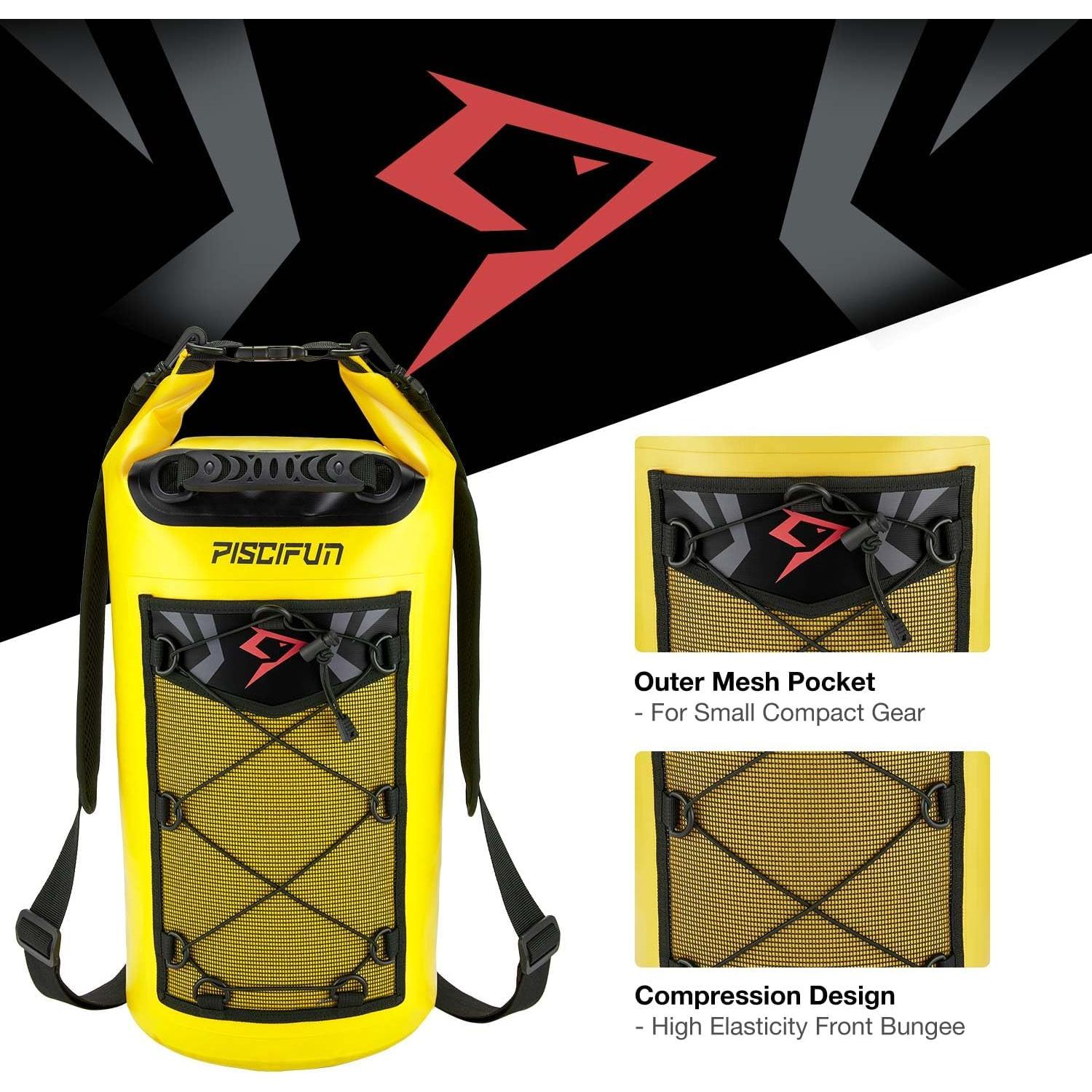 Mochila Flotante Impermeable Piscifun 10L Amarillo con Funda