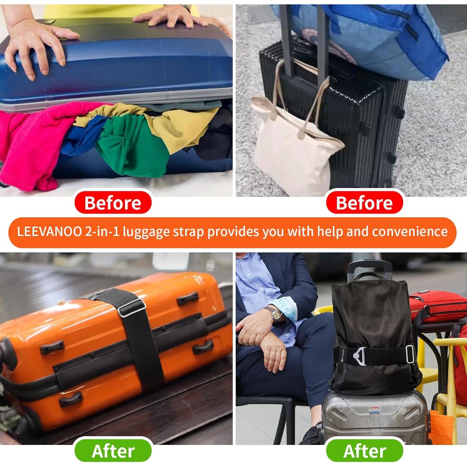 Correa de Equipaje 2-en-1 Leevanoo Ajustable Negra