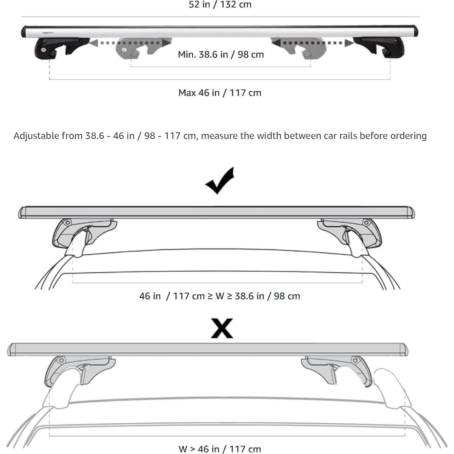 Barra Transversal de Techo Amazon Basics 132 cm Ajustable