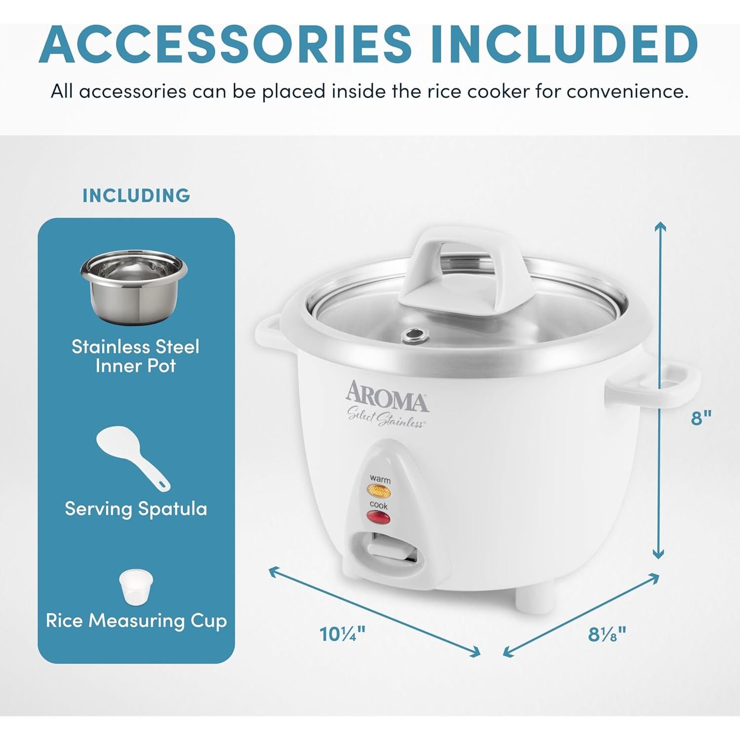 Olla Arrocera AROMA Select Acero Inoxidable 6 Tazas 1.2L