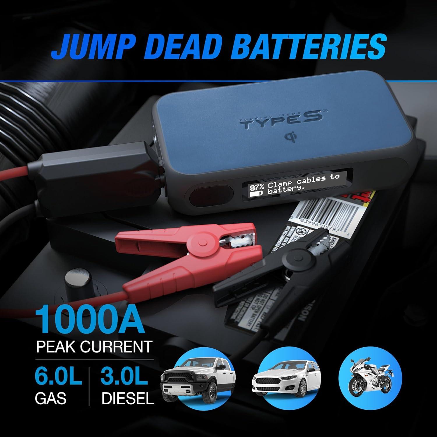 Arrancador de Batería TYPE S 1000A 12V 8000mAh Inalámbrico
