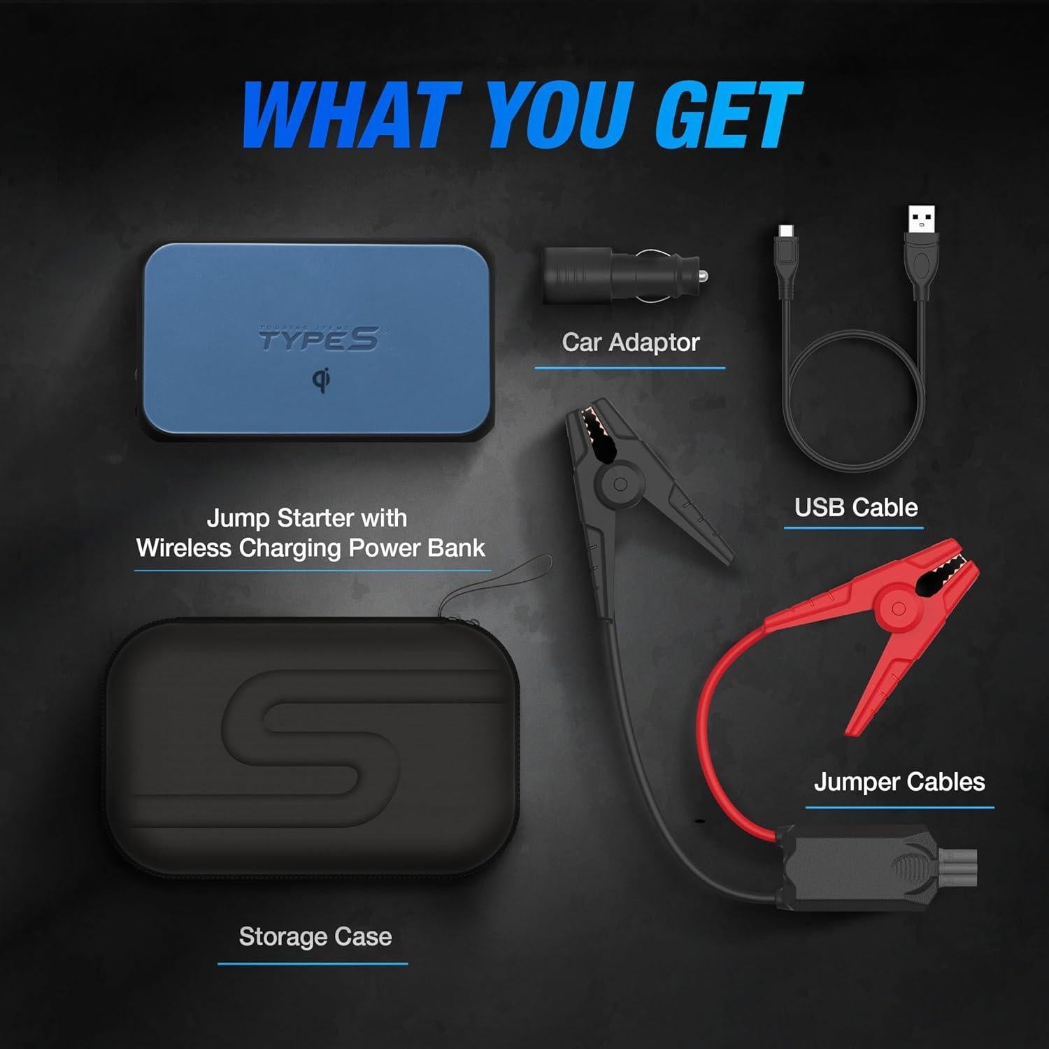 Arrancador de Batería TYPE S 1000A 12V 8000mAh Inalámbrico