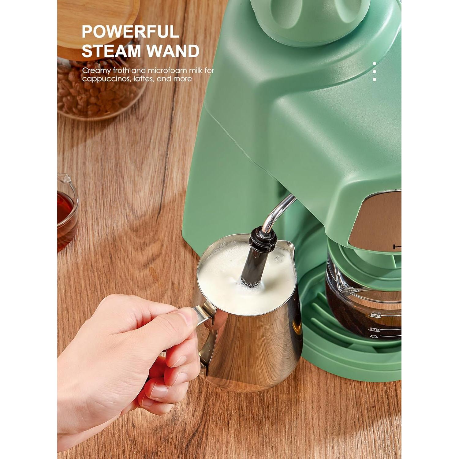 Cafetera Espresso Ihomekee CM6810 3.5 Bar Verde 1-4 Tazas