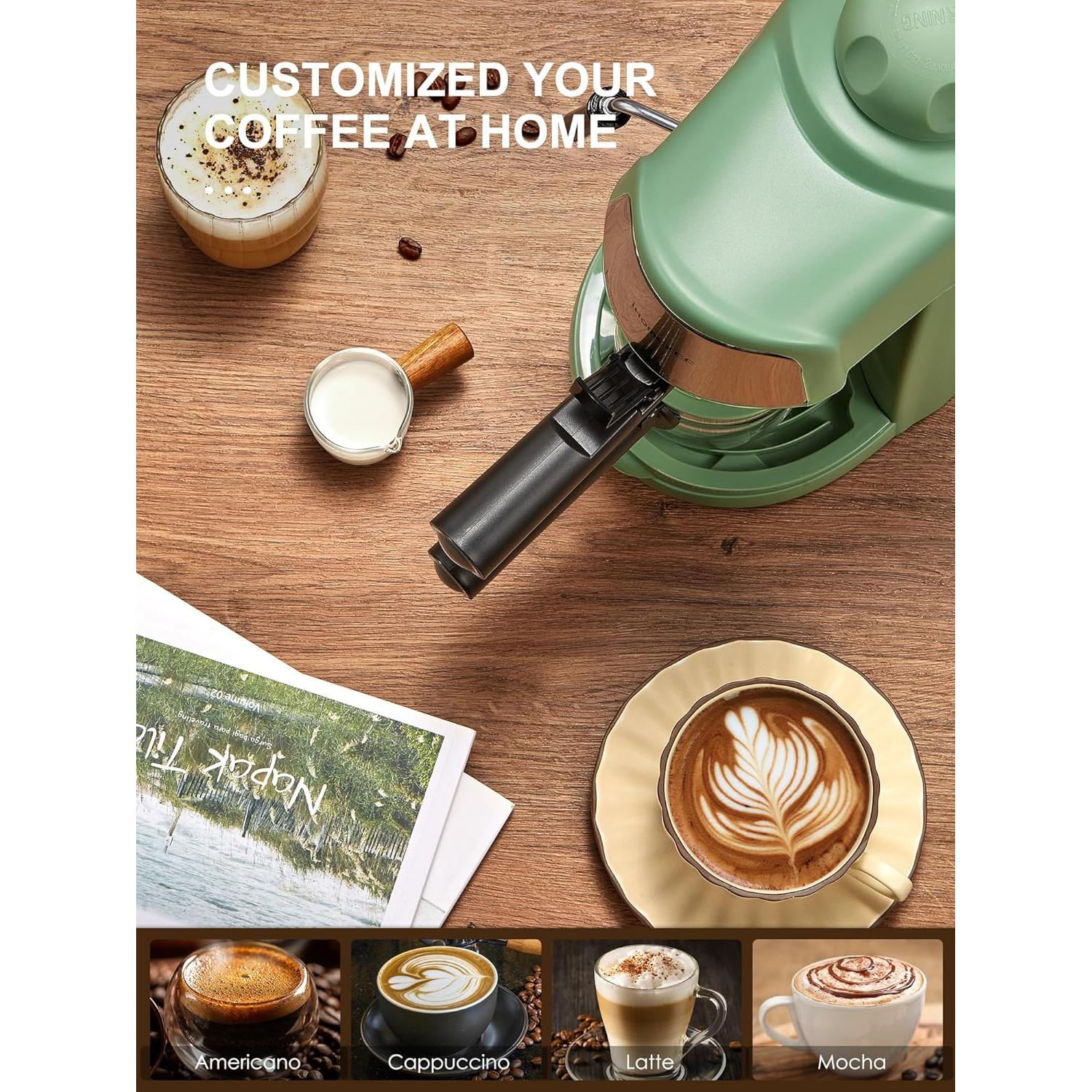 Cafetera Espresso Ihomekee CM6810 3.5 Bar Verde 1-4 Tazas