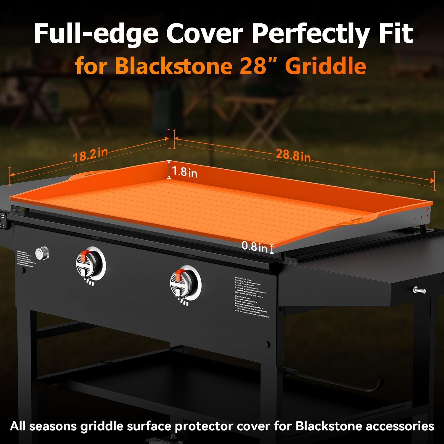 Silicone Griddle Cover for Blackstone - 28 Inch Full-Edge Covered Heavy Duty Food-Grade Silicone Griddle Mat for Blackstone Accessories, Protects Grill from Dirt and Rust