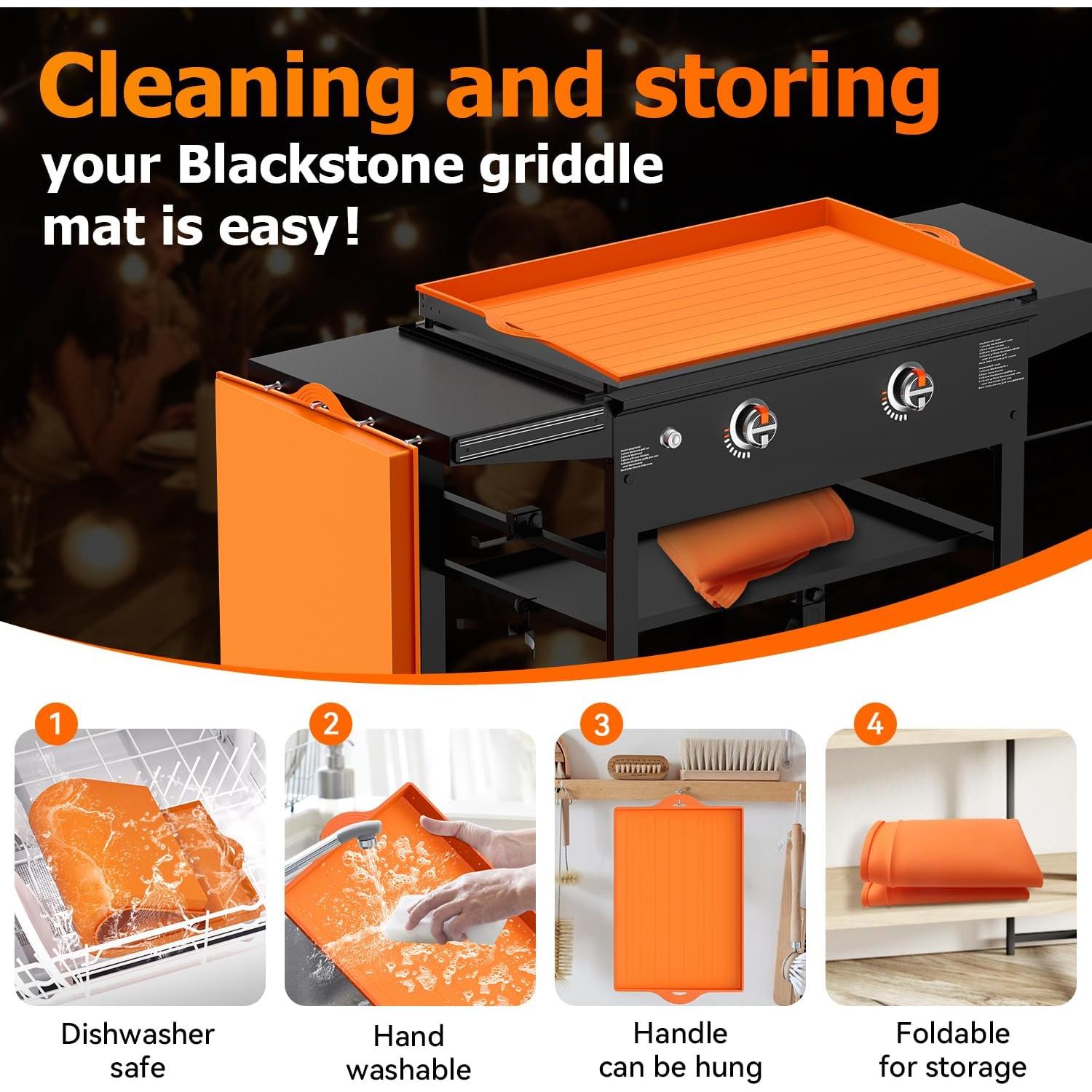 Silicone Griddle Cover for Blackstone - 28 Inch Full-Edge Covered Heavy Duty Food-Grade Silicone Griddle Mat for Blackstone Accessories, Protects Grill from Dirt and Rust